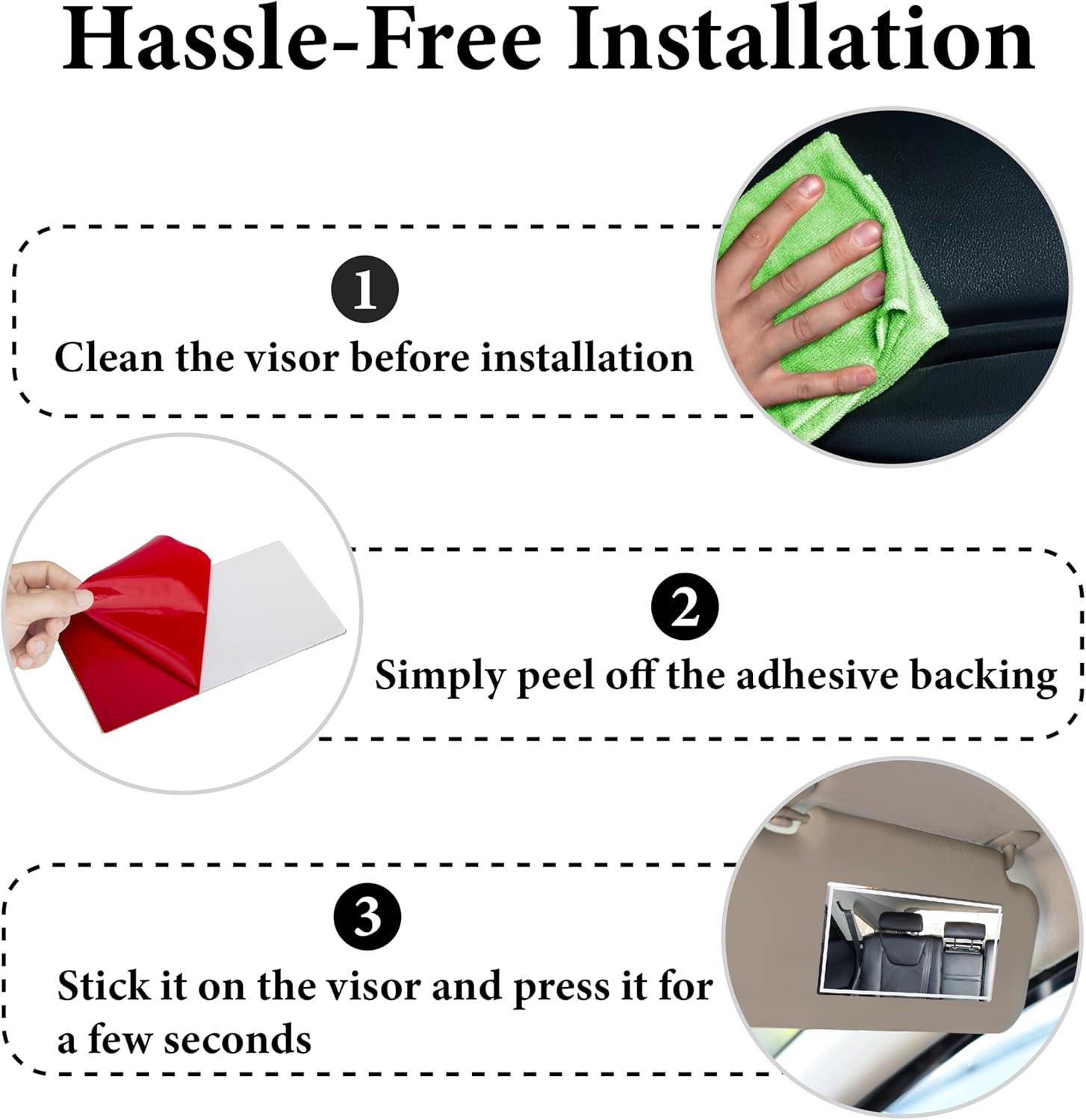 Car Sun Visor Mirror, HD 5.91"&times;3.15" Portable Car Vanity Mirror, Seatback Self-Adhesive Makeup Mirrors, Shatter-Proof Cosmetic Accessories for Automotive Truck SUV Vehicle image number 1