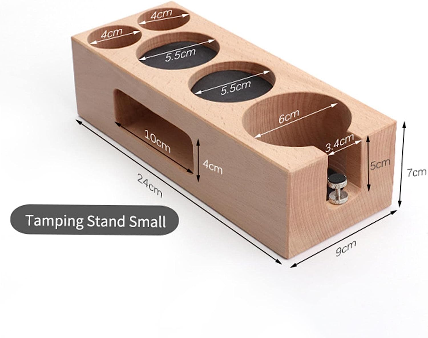 Leefasy Wood Coffee Filter Tamper Holder Kits Espresso Accessories Kits Espresso Tamping Stand Set for Shop Worktop Tearoom Counters Coffee Bar, 54Mm image number 3