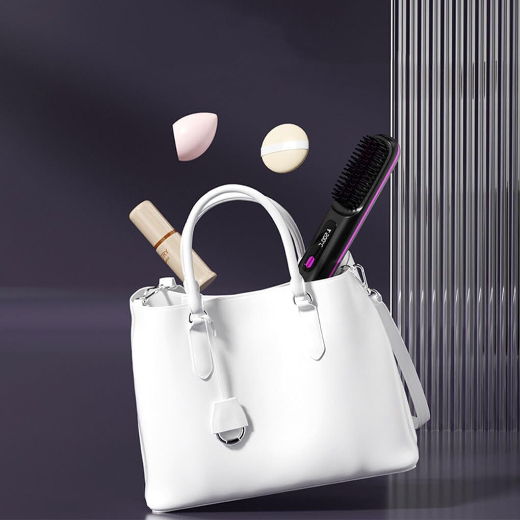 Cordless Straightener Compact Portable Straightening Hot Comb Straightening Easy to Straightener Styling Anywhere Comb, Black