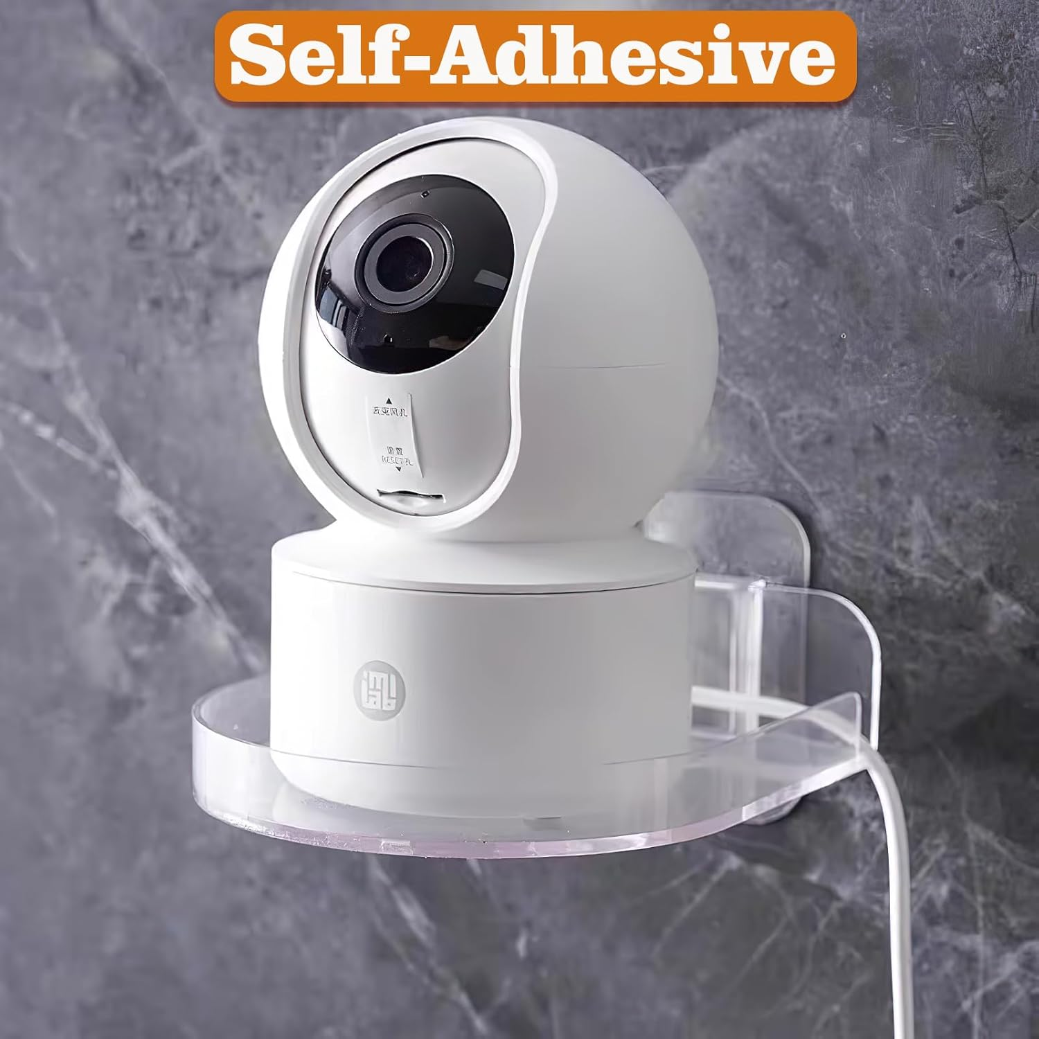 4 Pack Security Camera Wall Mount, Adhesive Baby Monitor Wall Moun Shelves, Universal Command Strip Shelf with Cable Clips (Transparent)