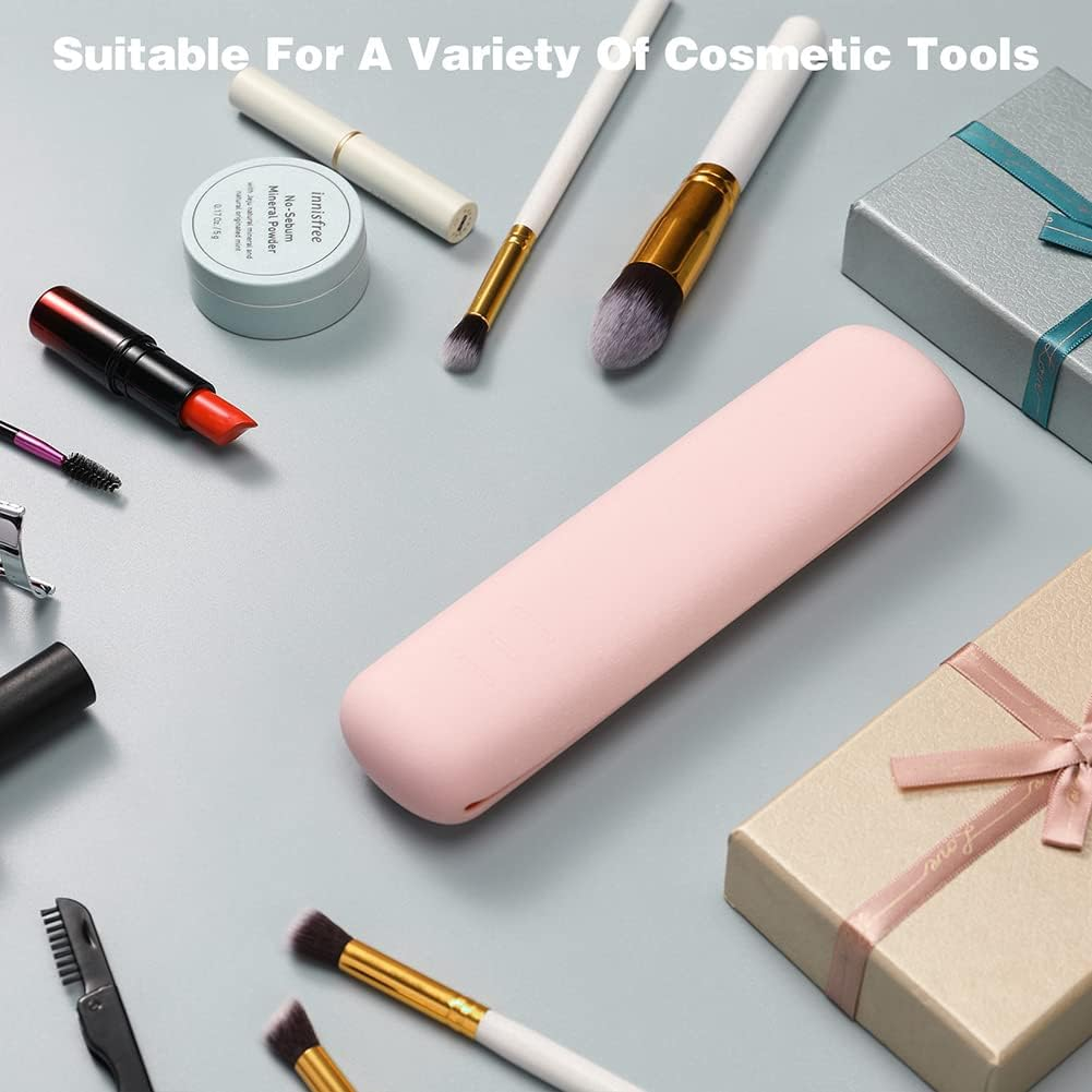 BEZOX Trendy Makeup Brush Holder - Silicon Makeup Brushes Travel Case, Sleek Travel Make up Tools Holder for Women, Waterproof Cosmetic Brush Travel Holder for All Your Brushes(Pink) image number 5