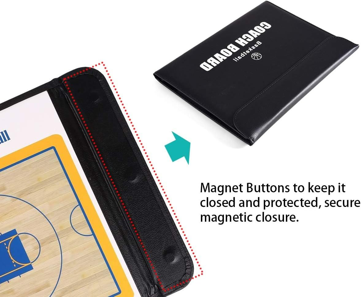 Basketball Coaching Board Coaches Clipboard Tactical Magnetic Board Kit Portable Strategy Coach Board Coach Training Equipment with Magnets, Marker Pen and Zipper Bag image number 4