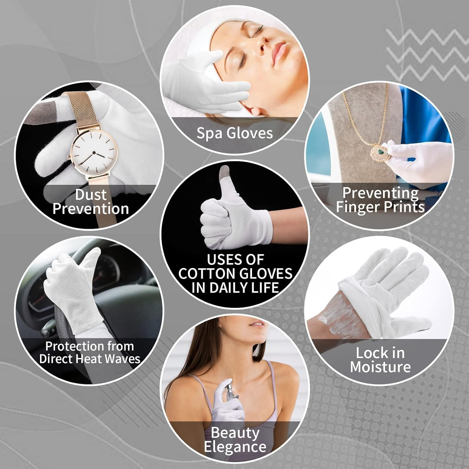 2 Pairs Touch Screen Moisturizing Gloves White Cotton Moisturizing Gloves Overnight Bedtime Heal Eczema Sleeping Lotion Hand Spa Treatment Gloves Repair Rough Cracked Dry Chapped Hands Skin (Style 1, One Size) image number 1