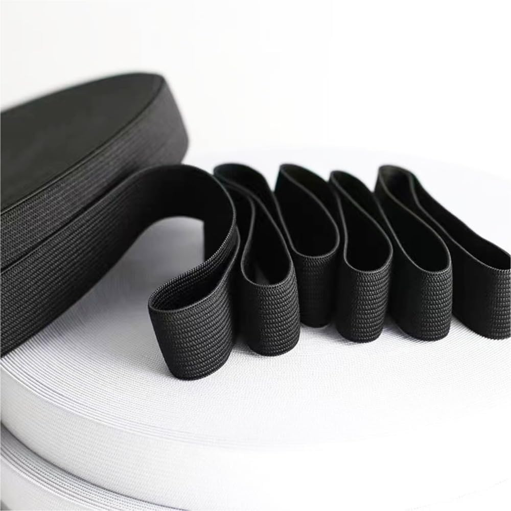2 Pack Knit Elastic Spool, YIFARUBE 1 Inch 10 Yards Elastic Band Heavy Stretch High Elasticity for Sewing Craft Craft DIY Projects (Black & White) image number 2