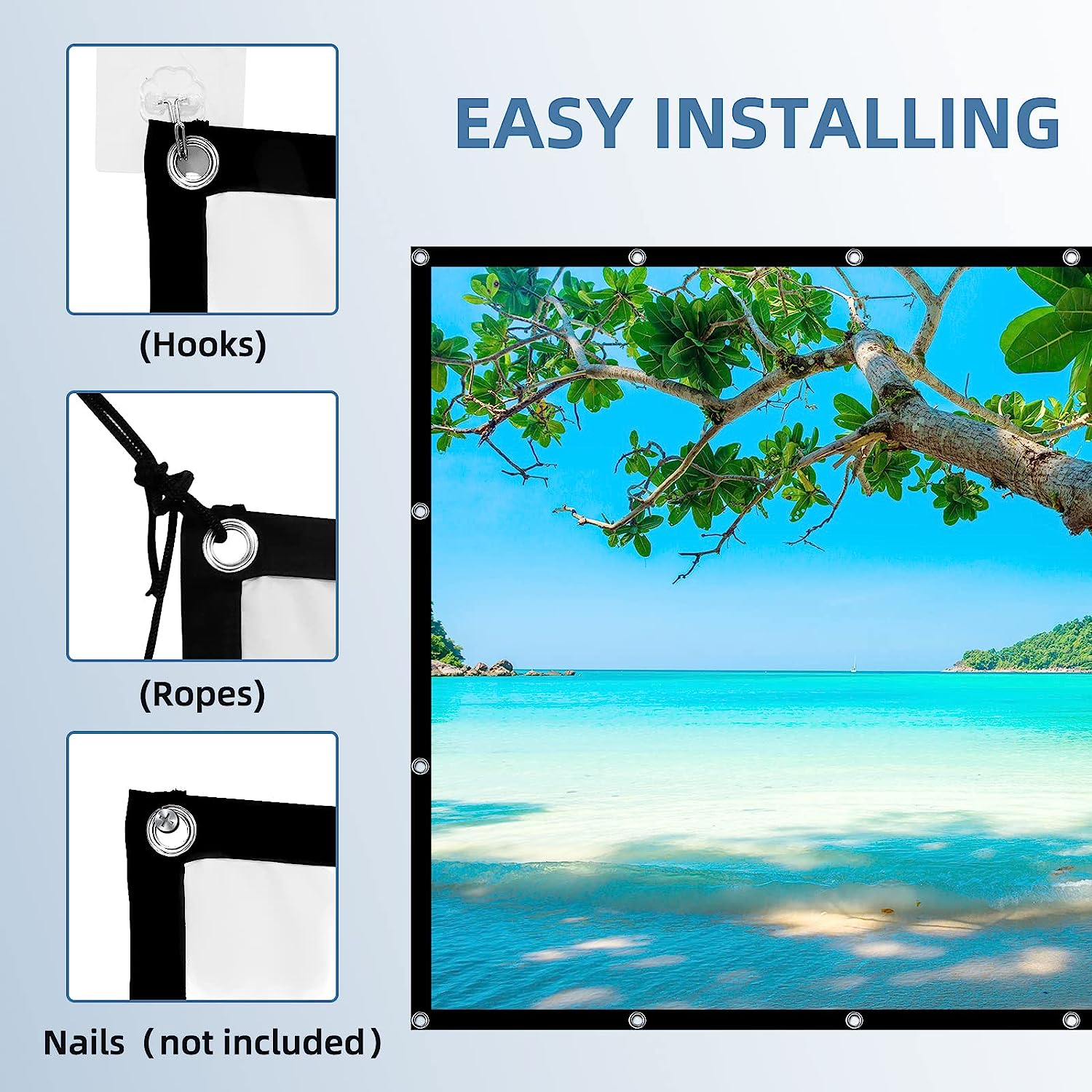 Projector Screen,150&ldquo; 4K 16:9 HD Rear Front Projector Screen Anti-Crease Foldable Projection Screen Double-Sided Portable Outdoor Indoor Projector Screen for Movie Home Theater Yard Travel (150) image number 4