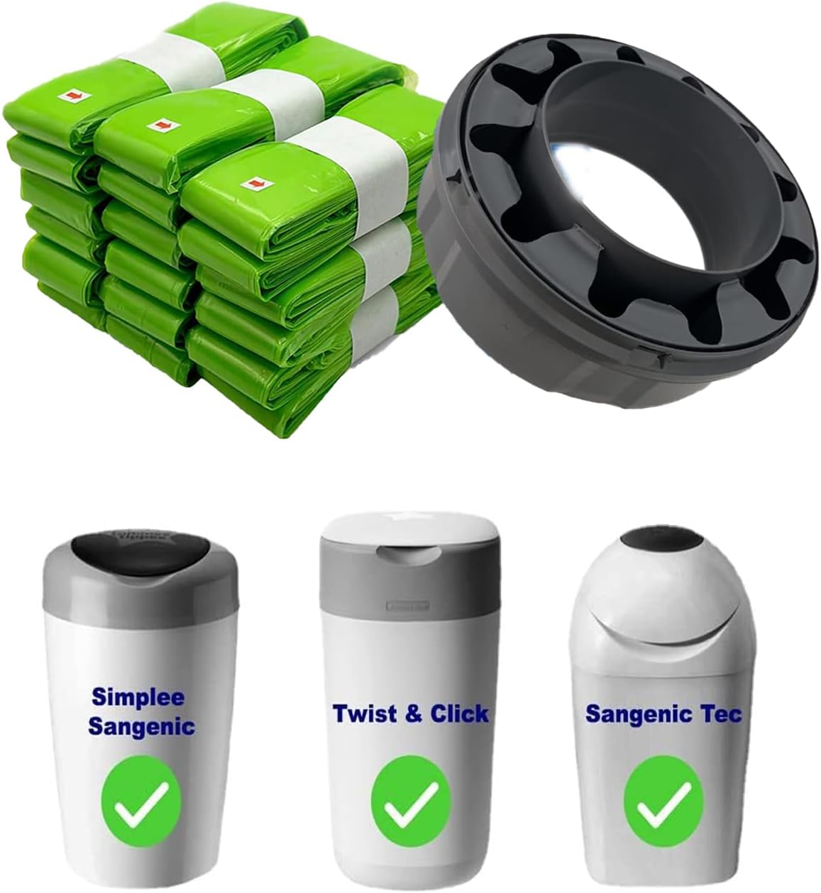 (9-Pack) Eco-Friendly Refill Compatible with Twist & Click, Sangenic Tec, Simplee, Disposal Liners&ndash; Lemon Scented image number 4