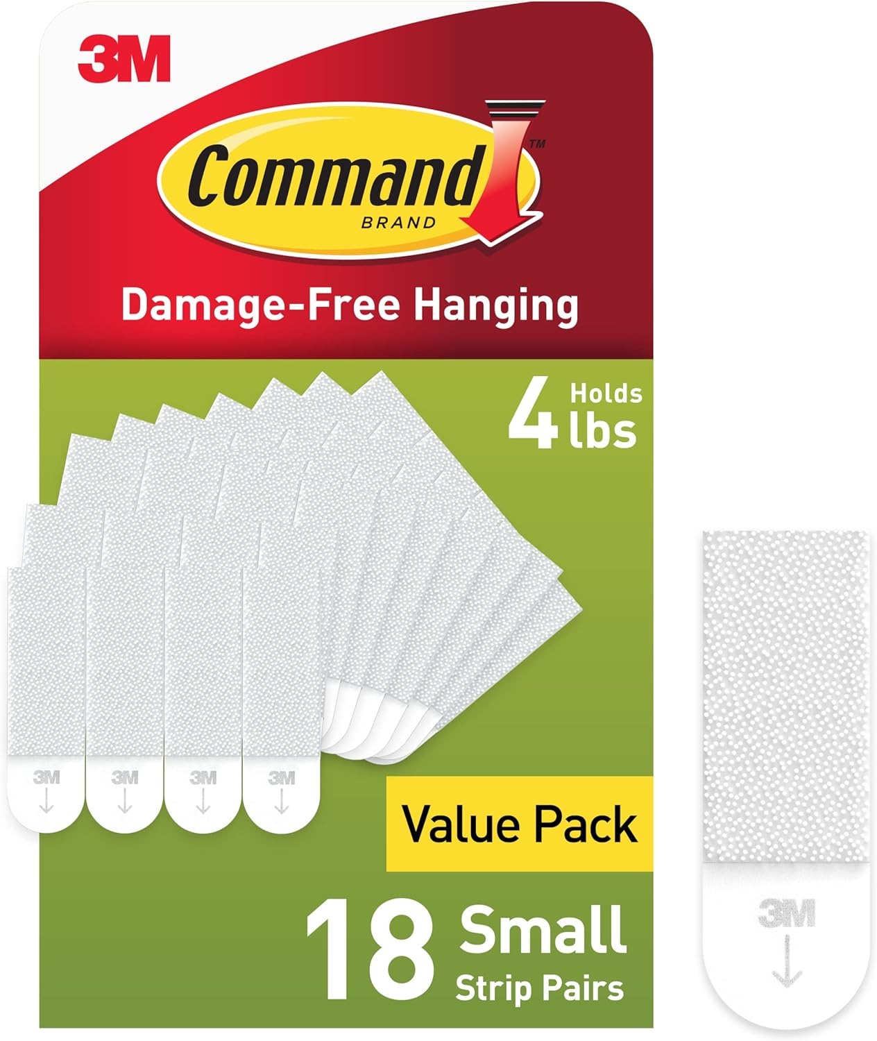 Command Small Picture Hanging Strips, Damage Free Hanging Picture Hangers, No Tools Wall Hanging Strips for Living Spaces, 18 White Adhesive Strip Pairs(36 Command Strips)