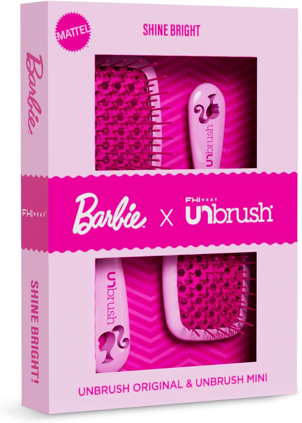 Unbrush Barbie Detangling Brush Duo - Shine Bright - Pink