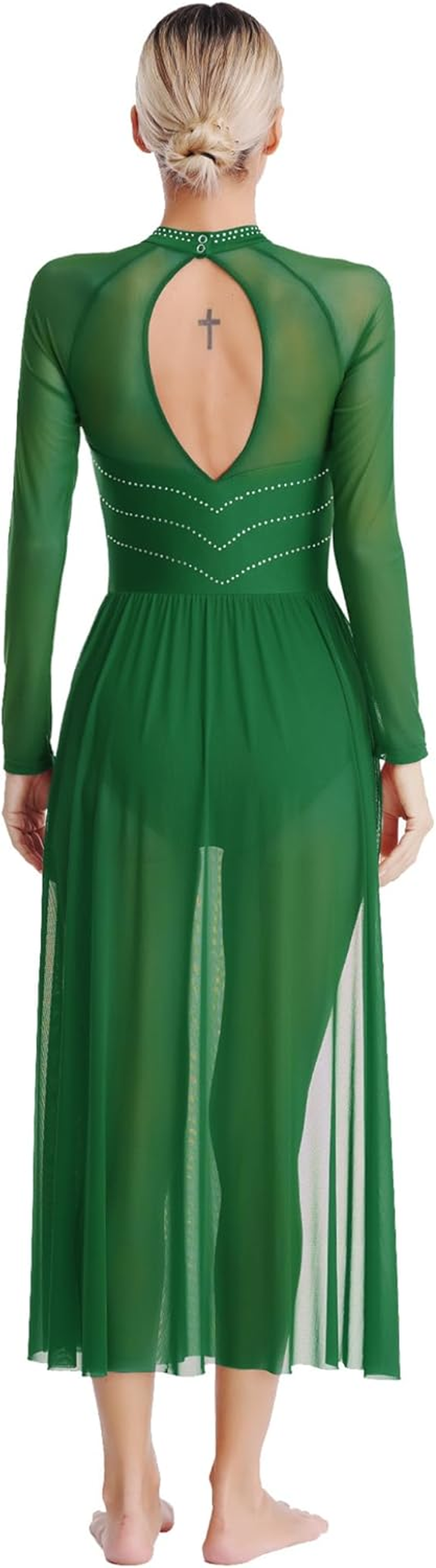 Loodgao Women'S Long Lyrical Dance Costume Split Sleeved Modern Contemporary Dance Dress image number 5