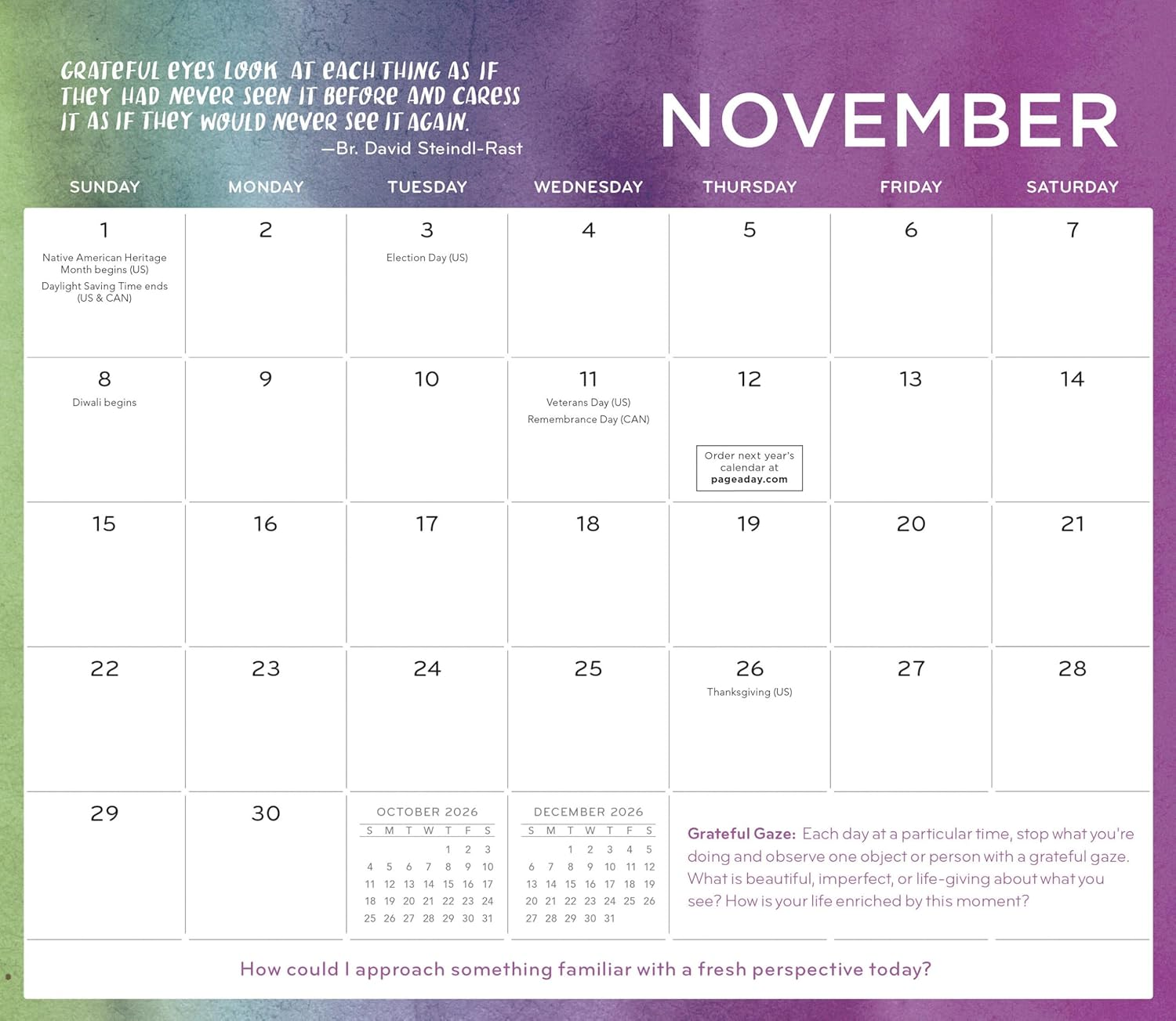 Everyday Gratitude Magnetic Wall Calendar 2026