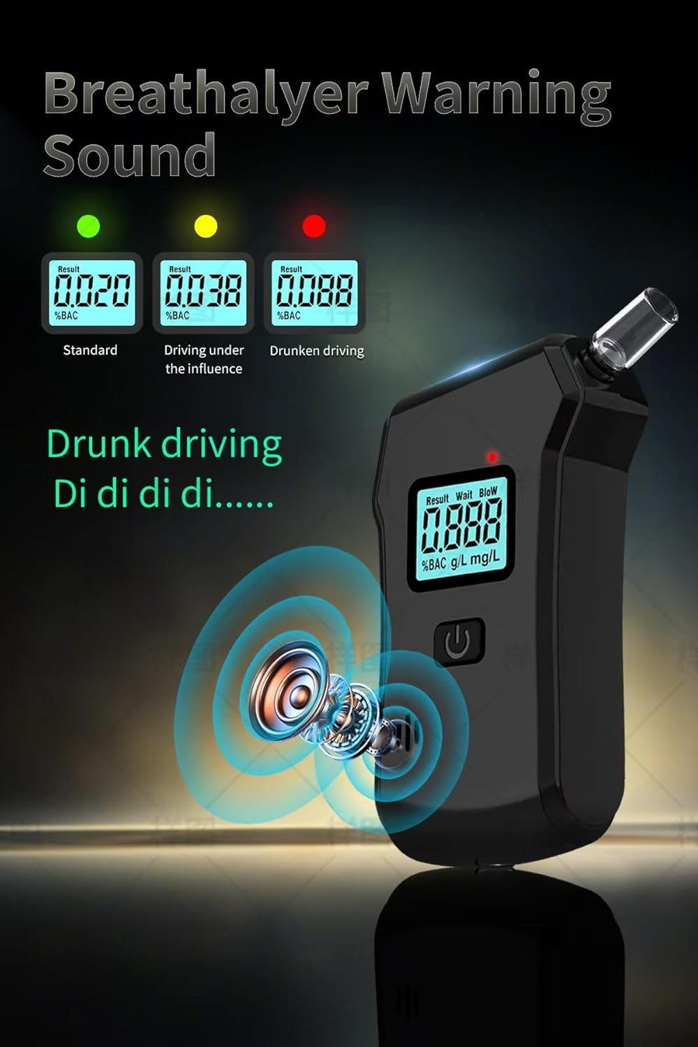 Breathalyzer, Upgraded Portable Professional High-Accuracy Breathalyzers for Alcohol with LCD Digital Display, Personal Alcohol Breathalyzer Tester for Home Use Breath Alyzer Tester with 5 Mouthpieces image number 6