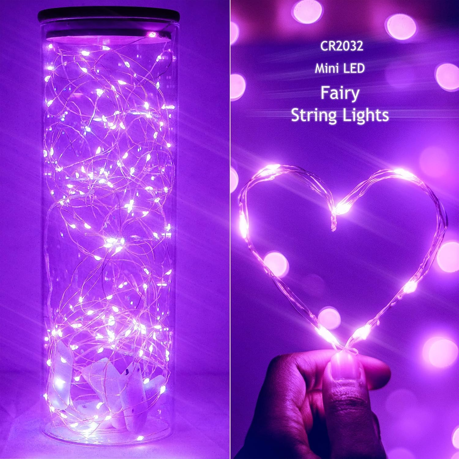 12 Pack Purple Halloween Lights Battery Operated String Lights 2Mc 20 Led Fairy Lights Waterproof Mini Lights Silver Wire for DIY Indoor Outdoor Xmas Bedroom Holiday Halloween Party Decorations image number 6
