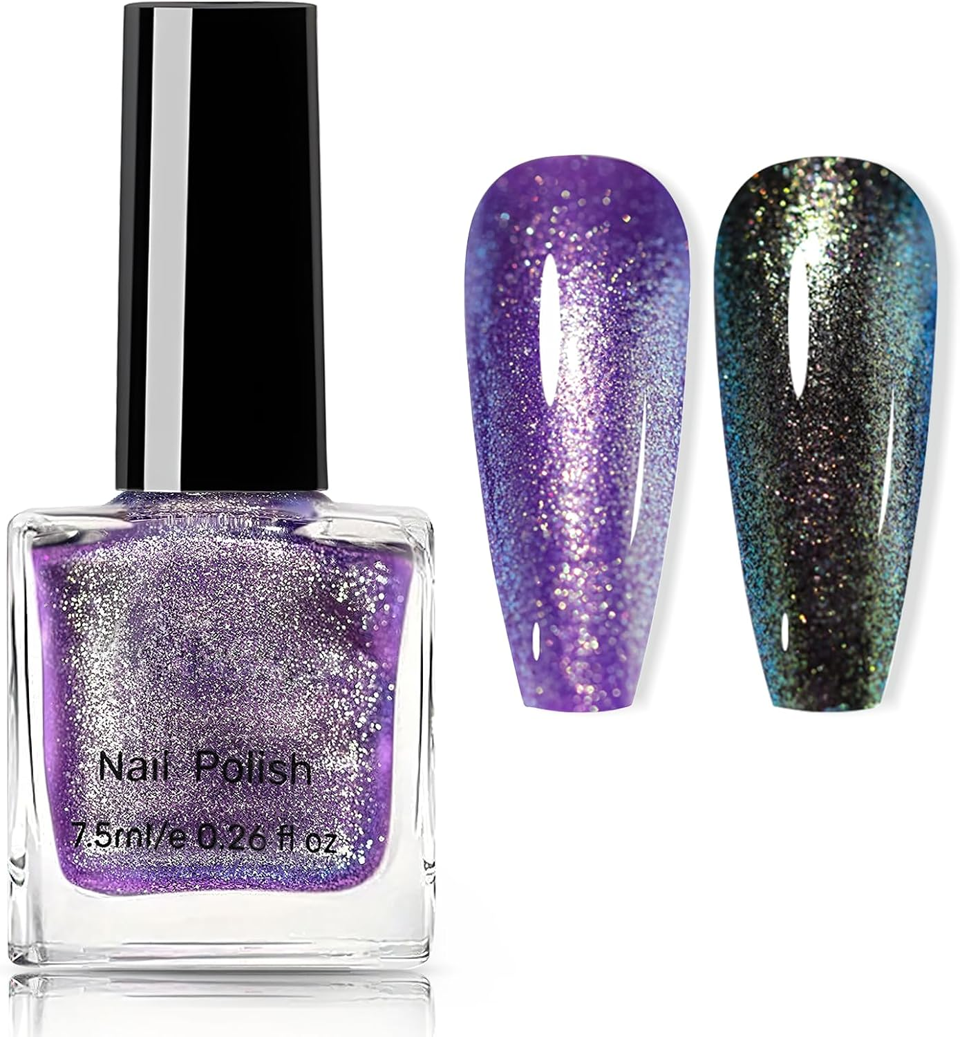 U-Shinein Holographic Nail Polish, Ultra-Pigmented Gel Polish Multichrome Color Changing, Fast Dry & Long-Lasting Glitter Polish Sparkle Shimmer Nail Polish Varnish DIY at Home Salon