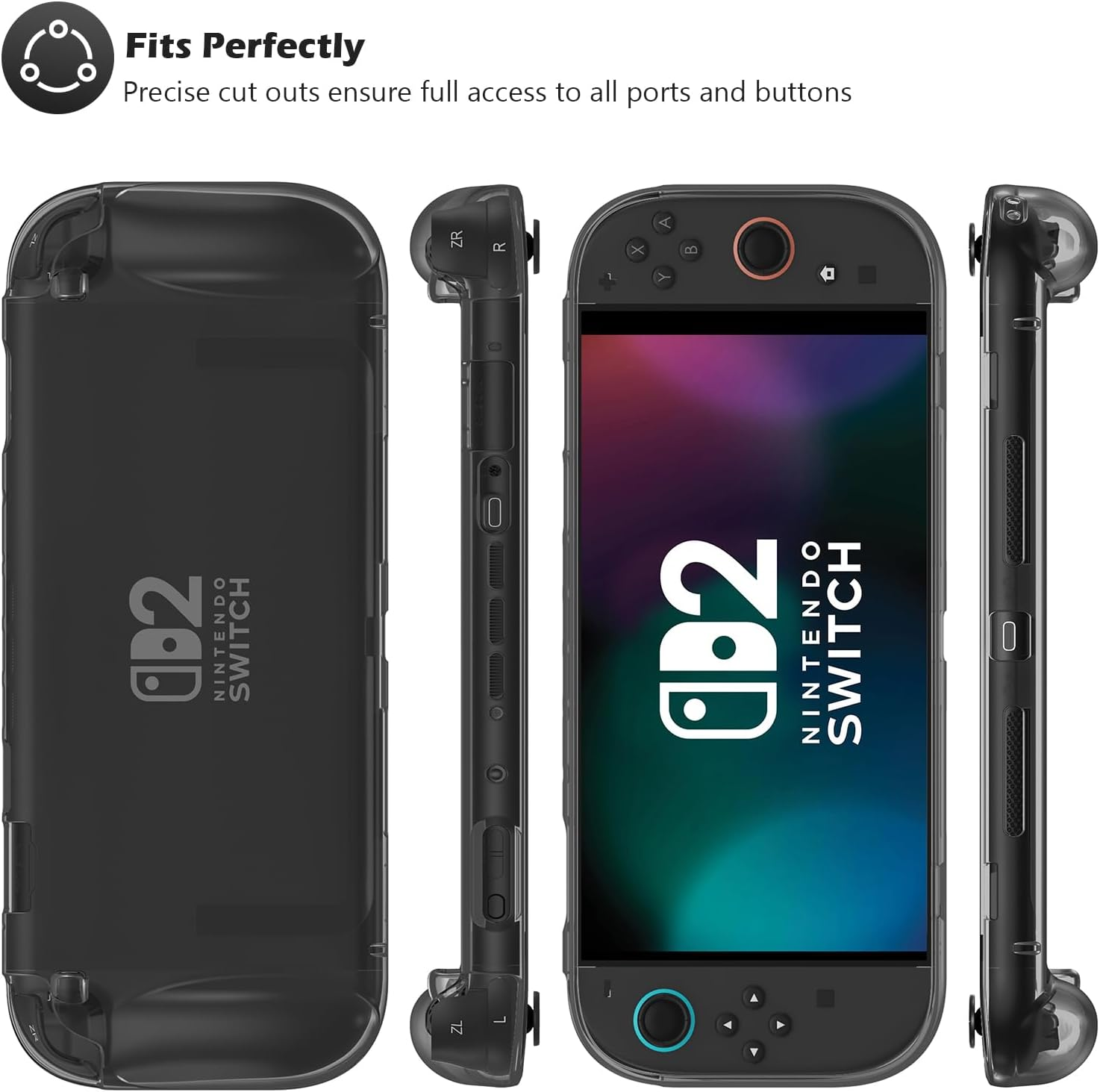 Procase Protective Case for Nintendo Switch 2 2025, Clear Cover Protector Switch 2 Accessories, Anti-Scratch, Shock-Absorption, Ergonomic Grip Design, Easy to Install -Black - Pink image number 7