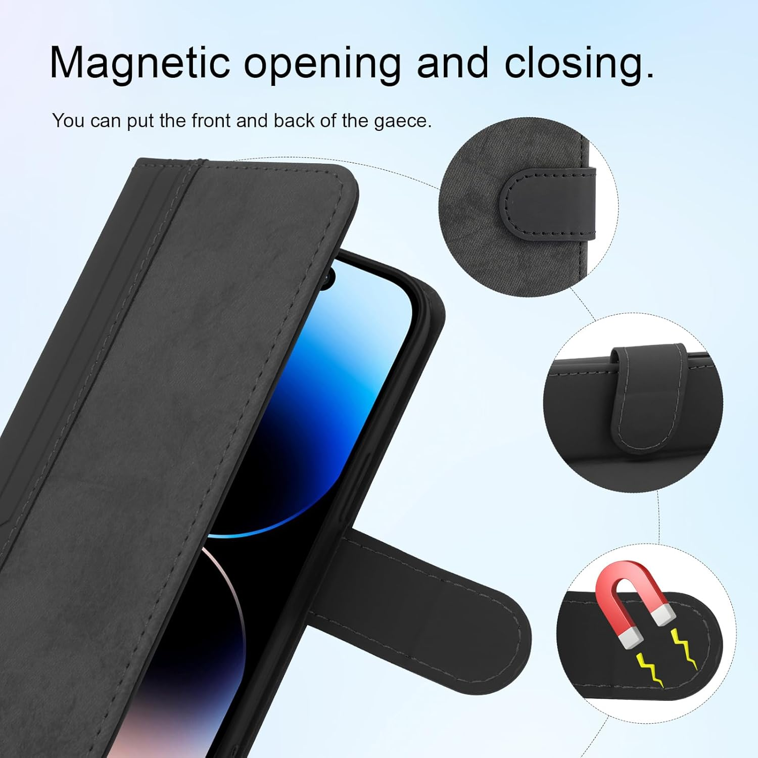 TEDTIKJT Mobile Phone Case for Xiaomi 15 Ultra 6.73 Inch Case with Stand Function Card Slot Protective PU Leather Flip Cover for Xiaomi 15 Ultra Case Foldable, Business Splicing Black image number 3