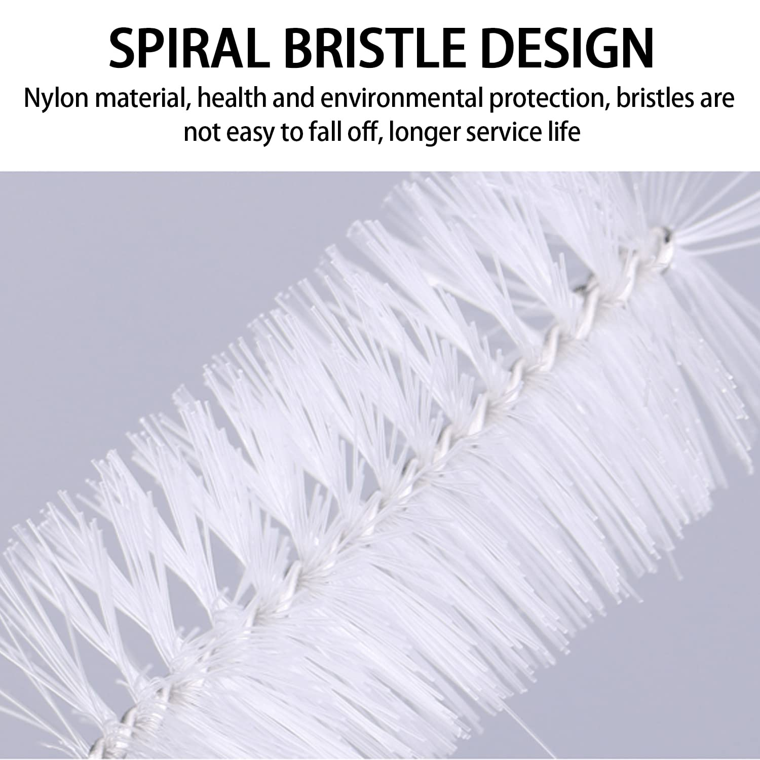 TORMEN 59Inch 304 Stainless Steel Long Brush, 1.5M Portable Tube Nylon Straw Brush for Mask and Pipe(White image number 2