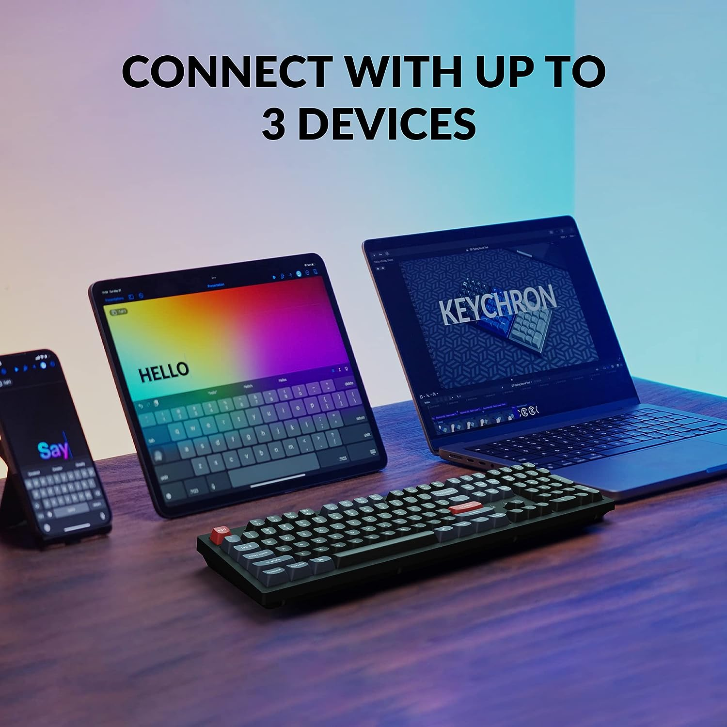 Keychron K10 Pro Wireless Custom Mechanical Keyboard, Full-Size QMK/VIA Programmable Bluetooth/Wired White Backlight with Hot-Swappable Keychron K Pro Red Switch Compatible with Mac Windows Linux image number 2