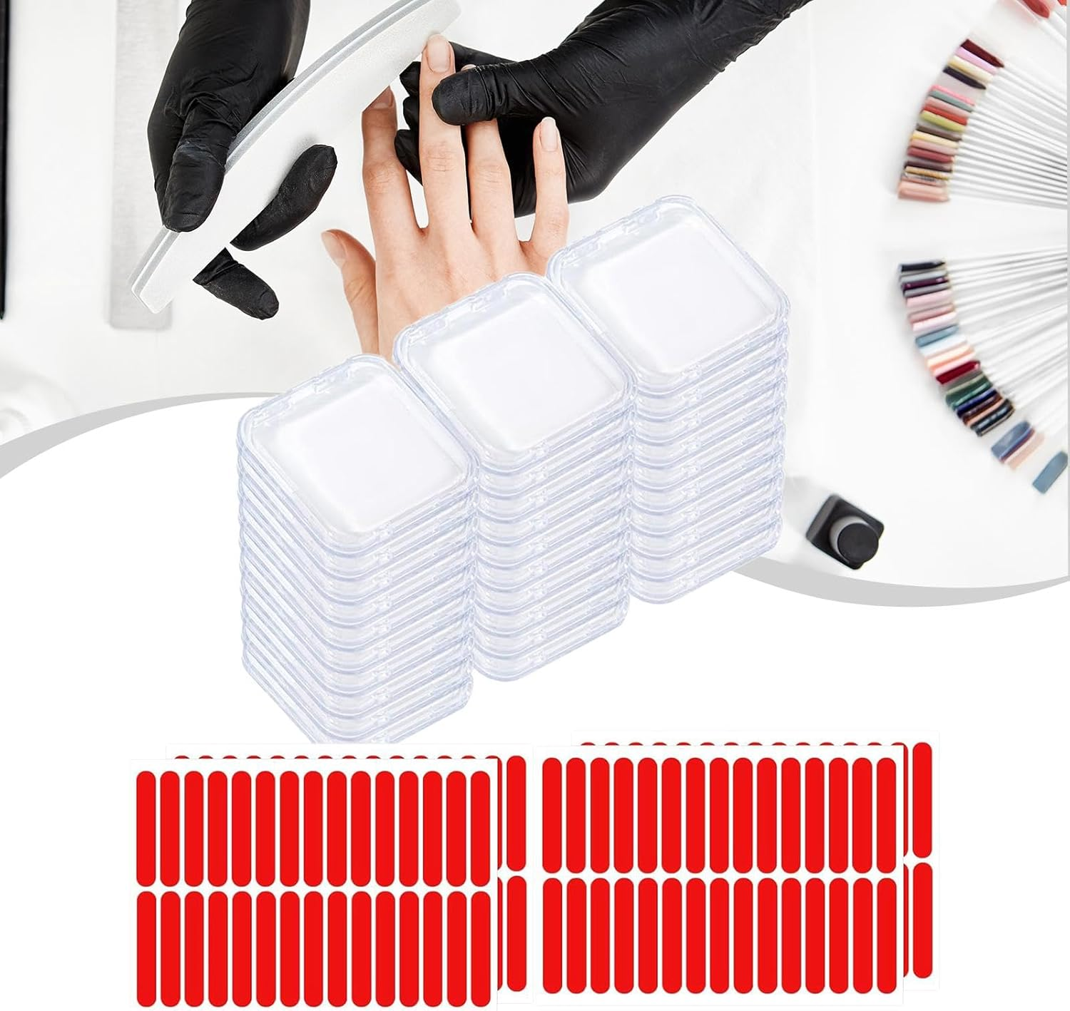 Qtueop 30Pcs Press on Nail Box Artificial Nail Display Case Small Clear Display Holder