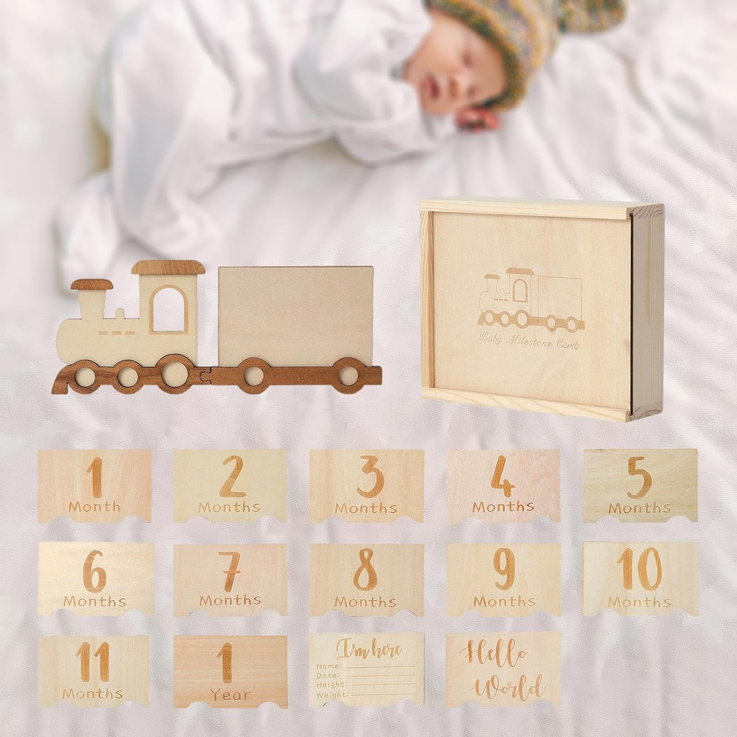 Wooden Baby Milestone Photo Frame for Baby Shower Week Month Year Keepsake image number 6
