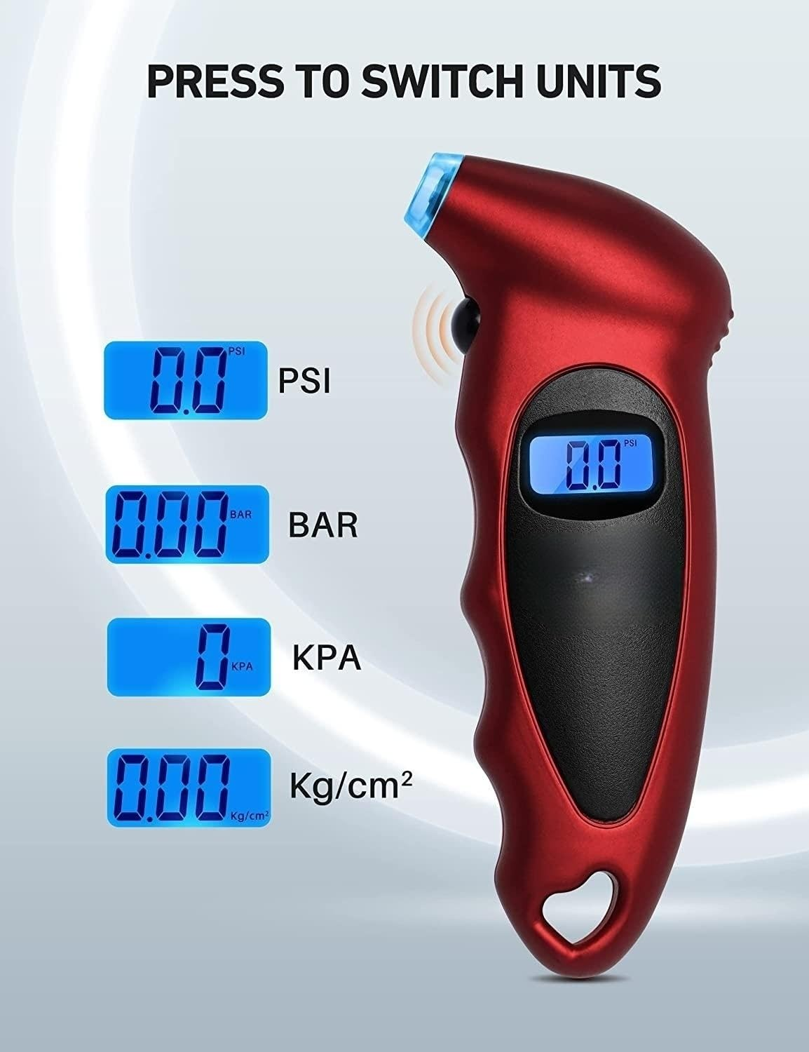 Digital Tyre Pressure Gauge 150 PSI 4 Settings for Car Truck Bicycle with Backlit LCD and Non-Slip Grip, Tire Pressure Gauge for Easy and Accurate Reading image number 2