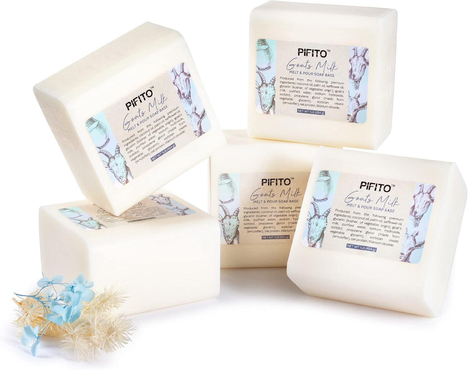 Pifito Premium Goats Milk Melt and Pour Soap Base (5 Lb) - Natural Vegetable Glycerin Base - Excellent Hand Soap Base Making Supplies image number 4