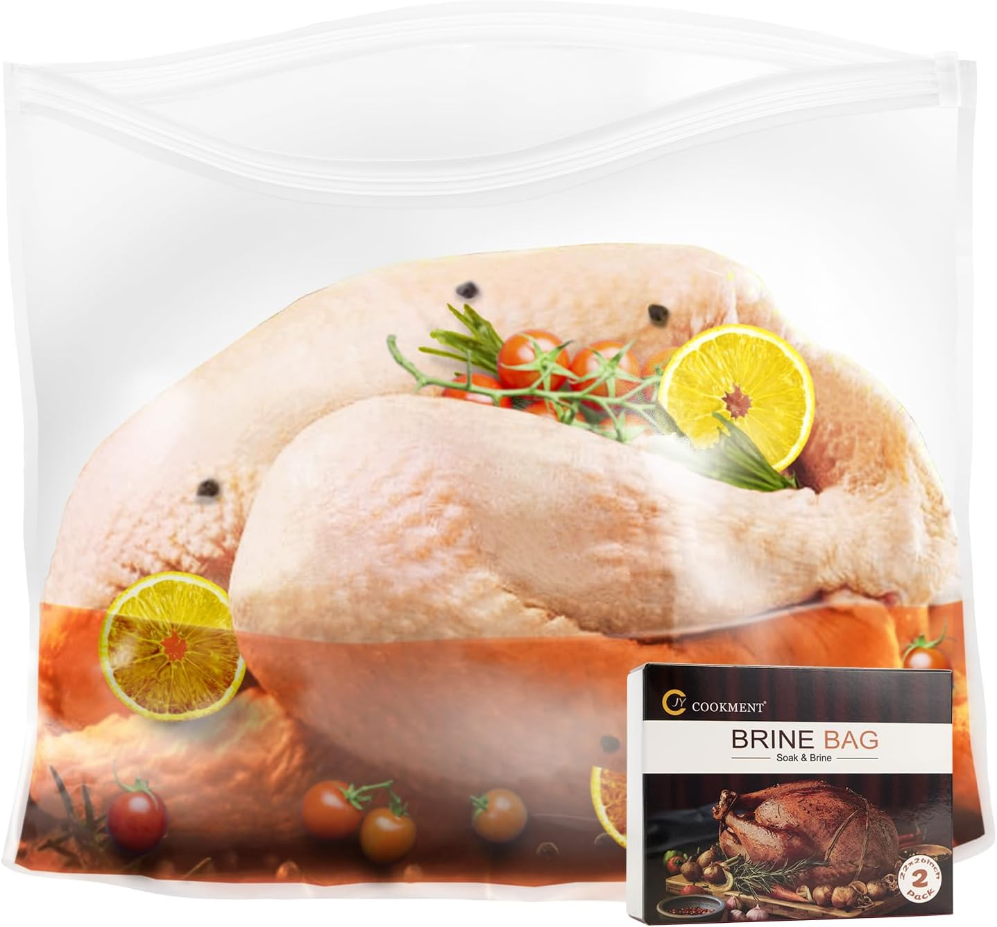 Brining Bags for Turkey, 3 Packs Extra Large Turkey Brine Bag with 3 Cotton Strings, Thickened Brine Bags with Double Zip-Lock Seal for Turkey, Chicken Marinade, 26"&times;22" Hold up to 35LB by JY COOKMENT image number 3