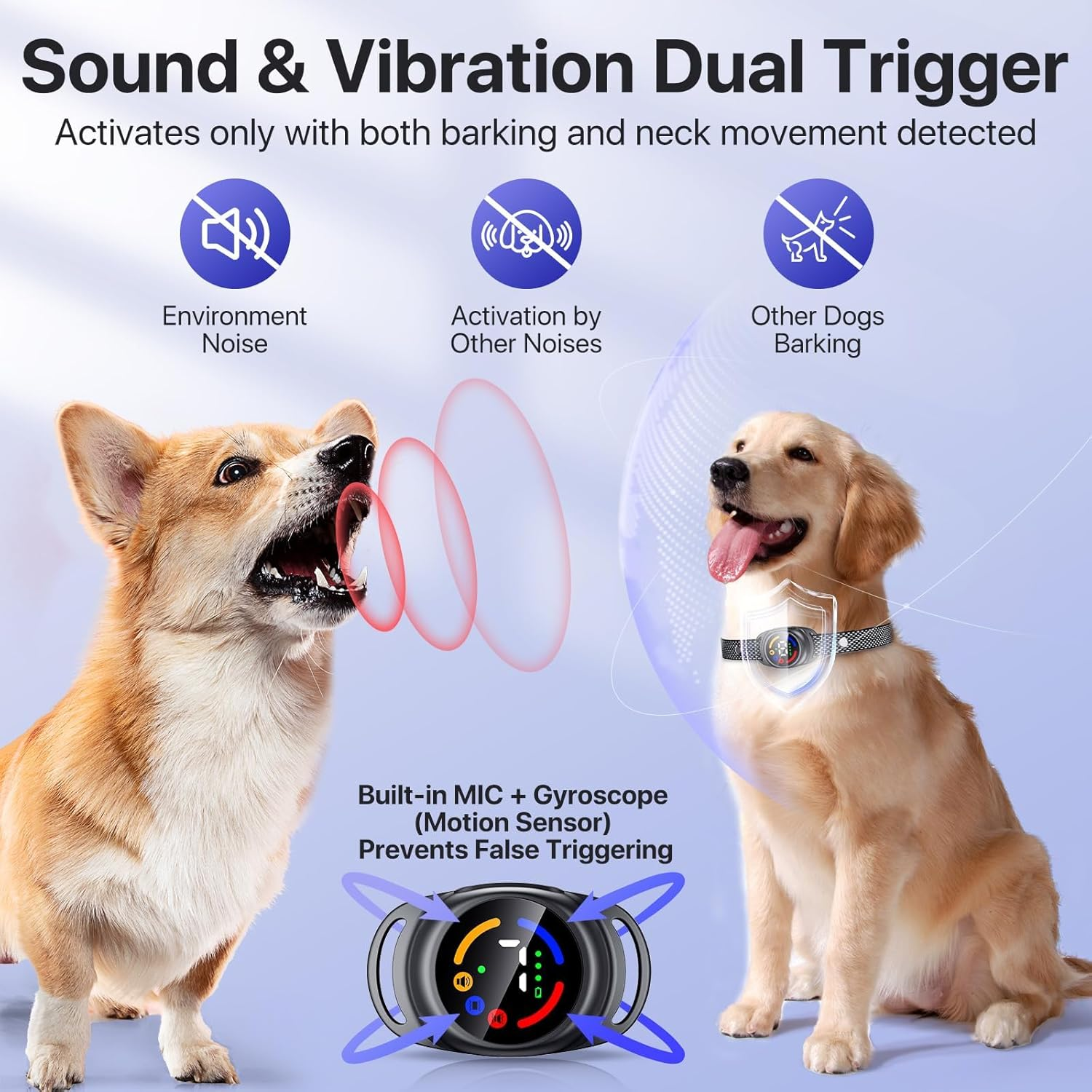 Dog Bark Collar for Small Dogs,No Shock Bark Collar with Beep & Vibration Only, IP67 Waterproof No Bark Collar Rechargeable with 7 Adjustable Sensitivity (Black) image number 5