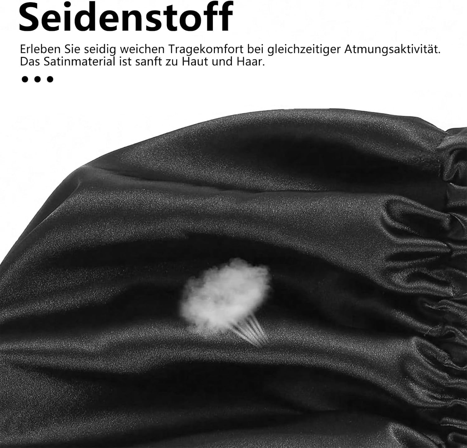 VZU Satin Bonnet Sleep Cap for Men, Breathable Adjustable Silk Night Hat with Elastic Band - Protects against Frizz and Hair Damage, Silk Sleep Cap for Men (Black) image number 1