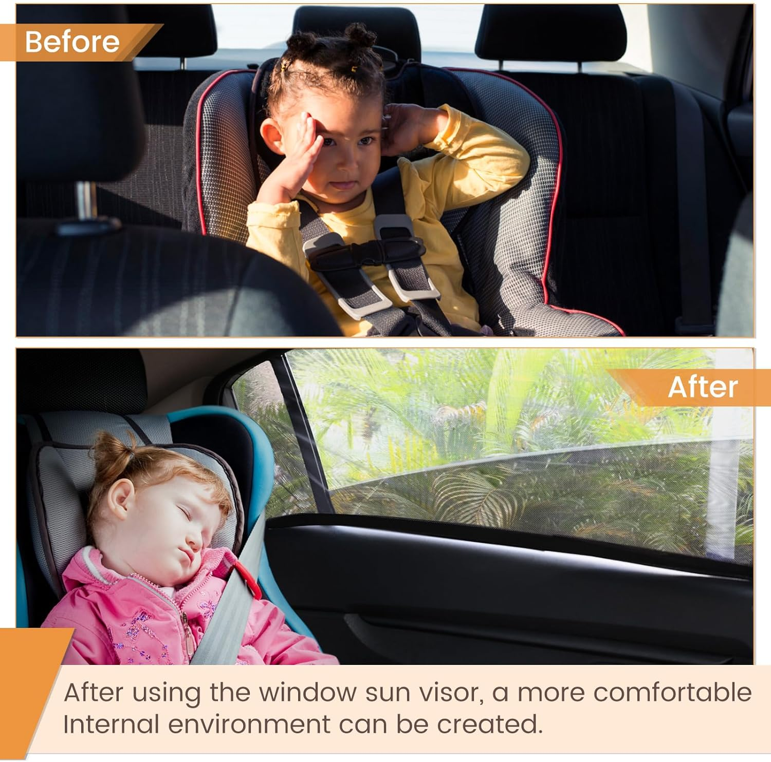 GWHOLE Car Rear Window Shades Mesh 2 Pack, Mesh Sun Shade with Anti-Mosquito & UV Protection, Breathable for Family Travel Road Trips Camping, Universal Fit Most Cars Suvs Trucks Vans image number 3