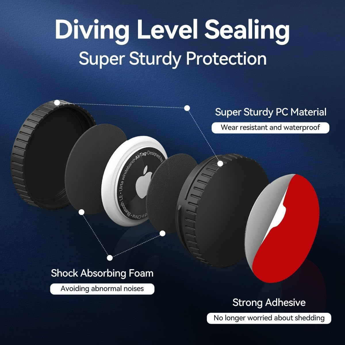 [2-Pack] T Tersely IPX8 Waterproof Airtag Holder Case Cover with Ultra Adhesive Sticker - Mount for Bike, Wallet, TV Remote, Drone, Camera, Luggage & More (Black) image number 1