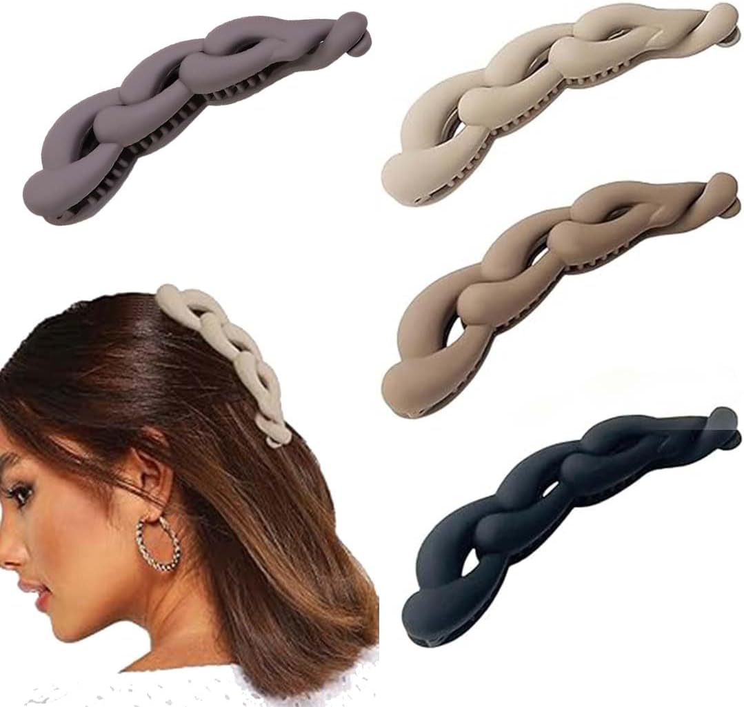 LAKJUOZ Pack of 4 Banana Hair Clips, Vintage Banana Clip, Hair Banana Clip, Twisting, Ponytail Holder, Banana Clips, Fish Clips, Hair Accessories for Women and Women image number 5