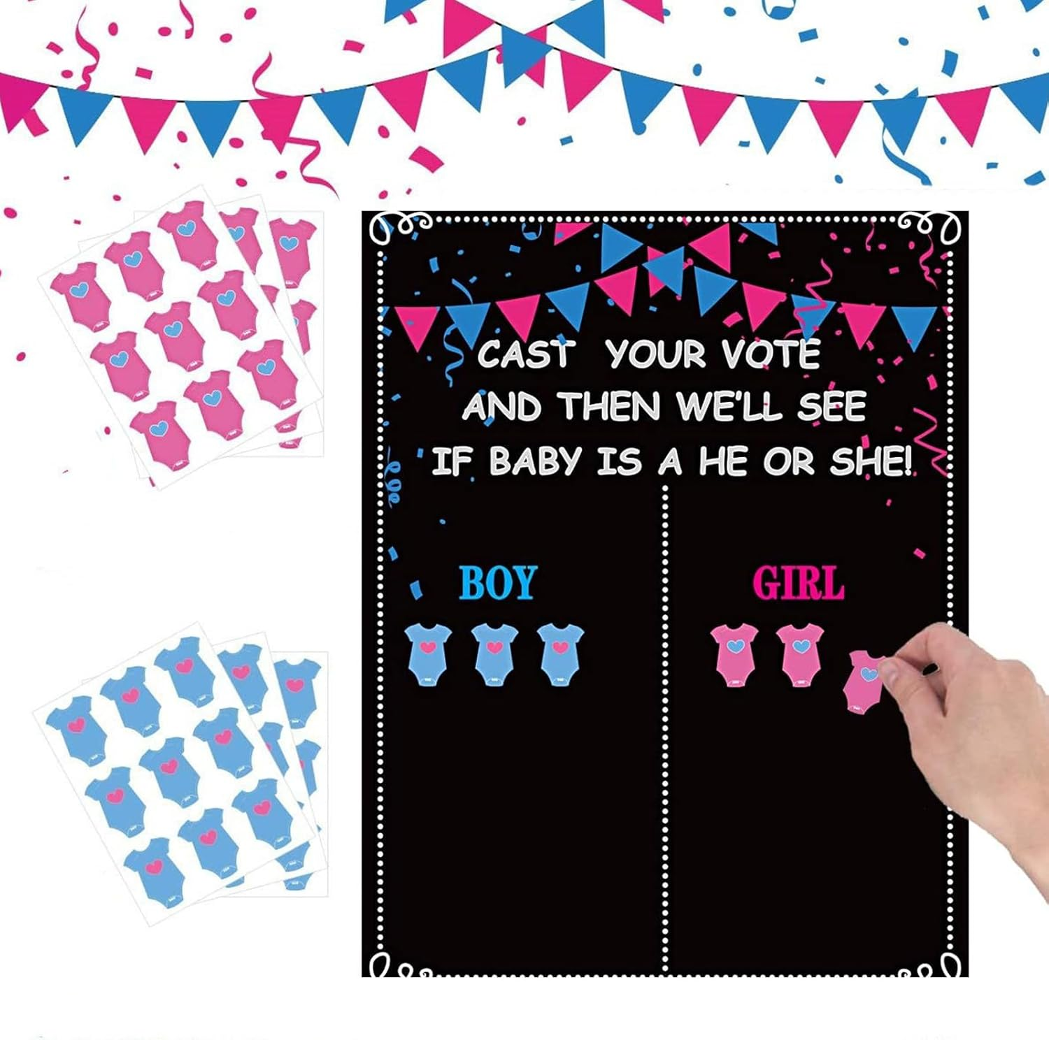 Gender Reveal Decorations - 54 Voting Poster Ideas Gender Reveal Game Props Boy or Girl Party Supplies for Gender Reveal Voting Boards image number 2