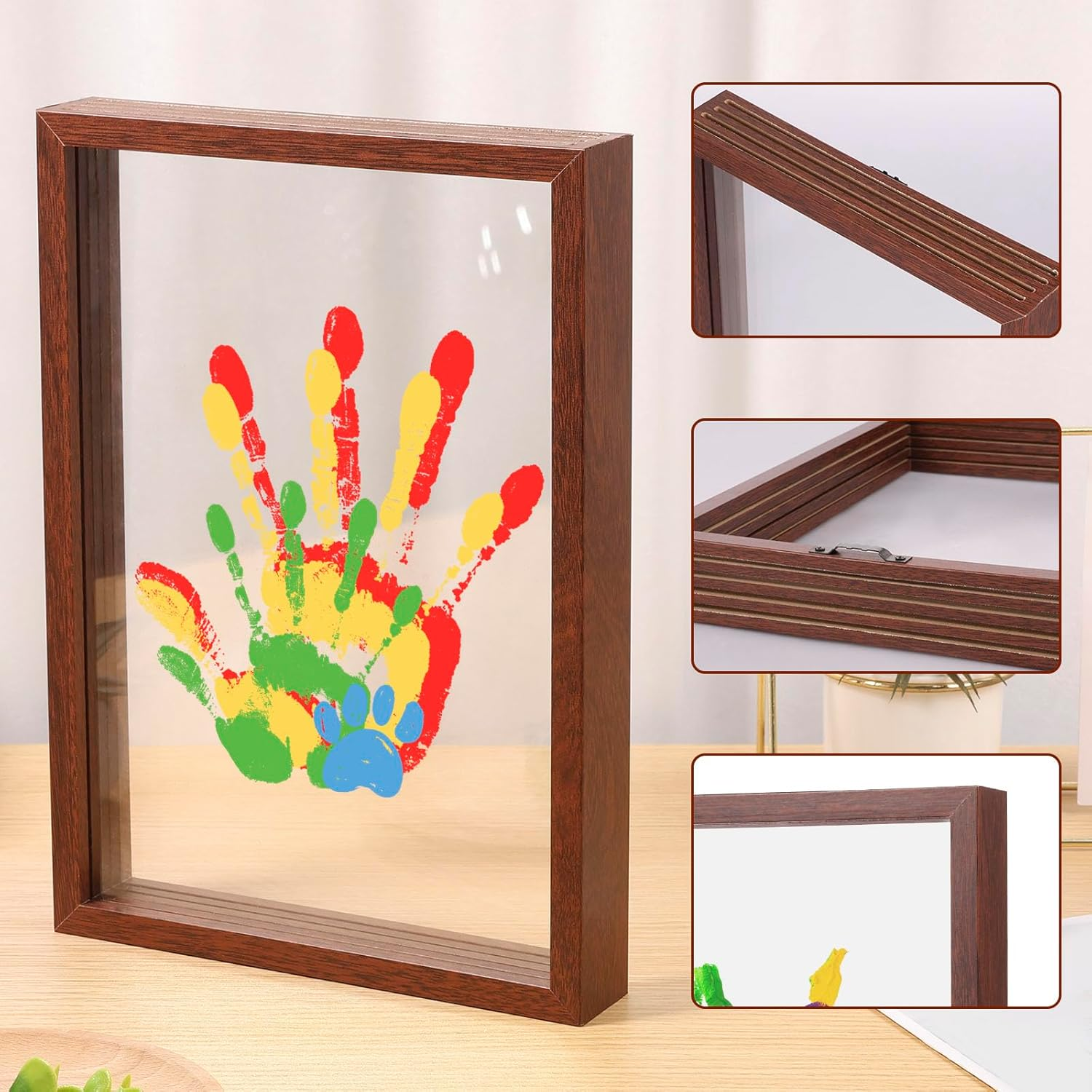 DIY Handprint Kit Baby Handprint and Footprint Keepsake Frame Set DIY Craft Frame with Acrylic Paint for Present image number 4
