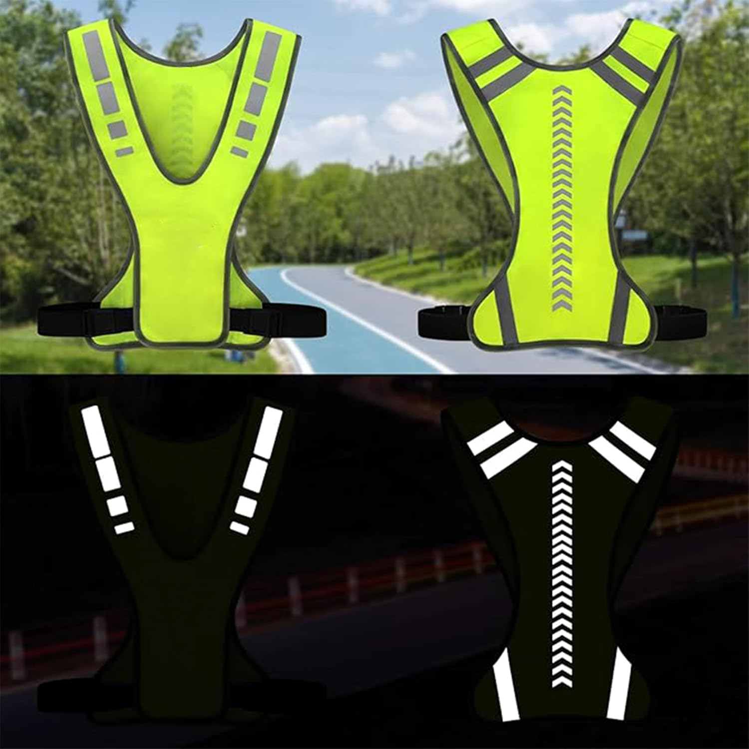 Reflective Vest, Flexible Adjustable Safety Vest for Bike, Reflective Vest for Men and Women, Adjustable Safety Vest for Bicycle, Breathable Running Vest with High Visibility image number 1
