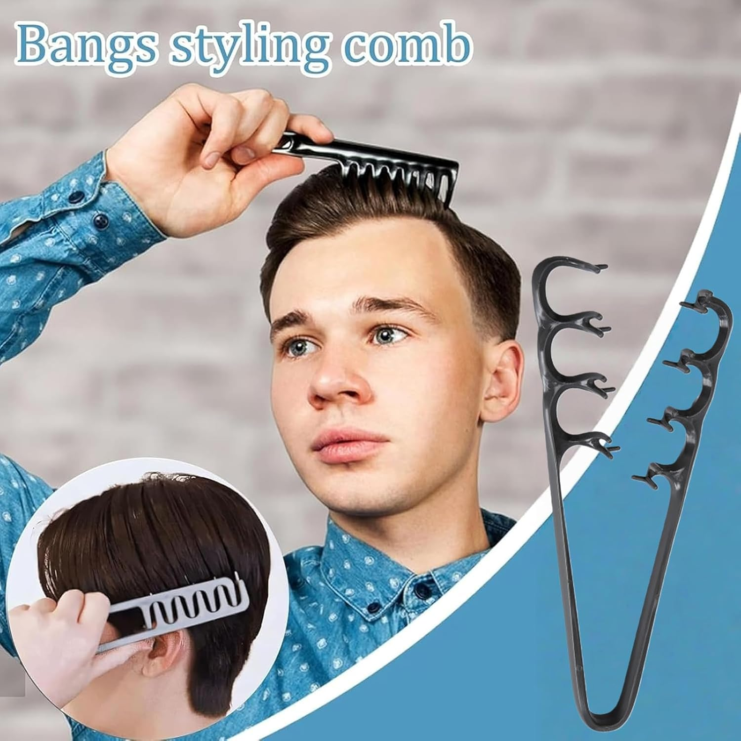 Styling Comb with Texture Comb, Volumising Wide-Tooth Hair Styling Comb, Detangling Comb with Wide Teeth, Hairline Volume Tool for Bangs Seam Grooming, Seam Care (Black) image number 4