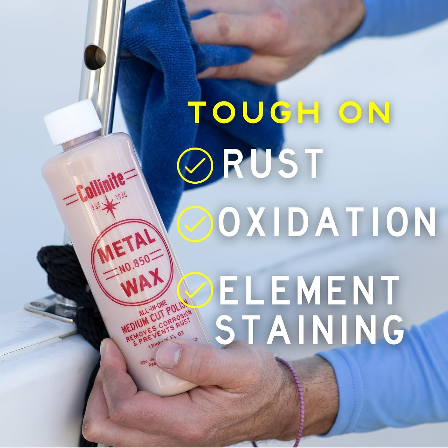 Collinite 850 Metal Wax & Polish Removes Rust & Prevents Oxidation in One Step - Heavy Duty Formula Easily Restores and Protects - for Aluminum, Chrome & Stainless Steel (16 Fl Oz) image number 1