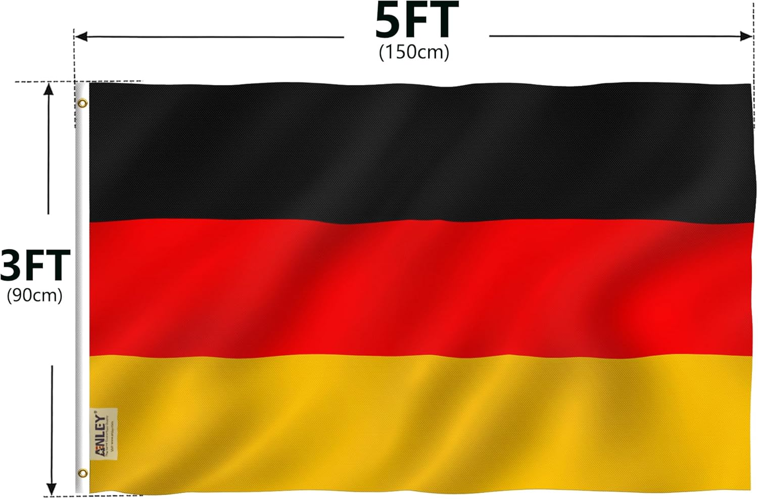 ANLEY Fly Breeze 3X5 Foot Germany Flag - Vivid Color and Fade Proof - Canvas Header and Double Stitched - German Flags Polyester with Brass Grommets 3 X 5 Ft image number 5