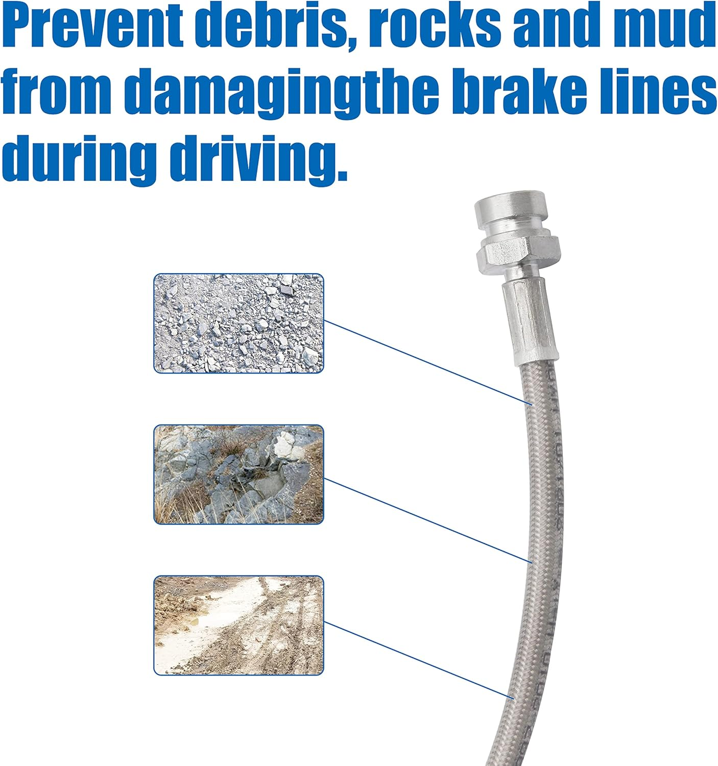 89715 Front and Rear Extended Stainless Brake Lines Replacement for 1987-2006 Jeep Wrangler TJ YJ 84-01 Cherokee XJ, 89702 and 89703 Brake Lines Kit for 4"-6" Lift image number 1