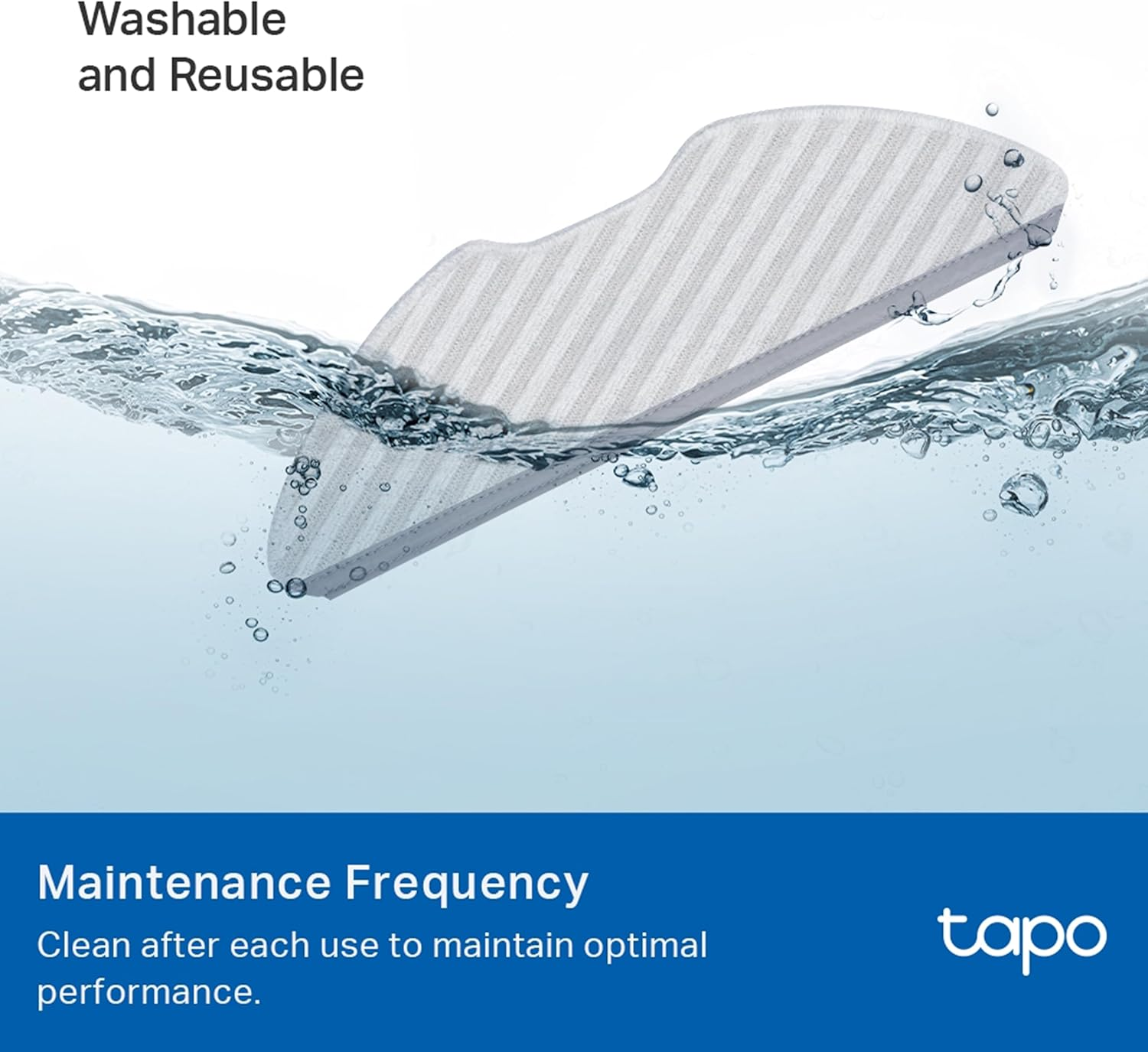 Tapo Tp-Link Vacuum Cleaner Washable Mop Cloth &Atilde;&mdash;3, Smart Home, Easy to Wash & Install, Work with Tapo RV30 Plus/Rv30/Rv30C Mop Plus/Rv30C Mop/Rv20 Mop Plus/Rv20 Mop/Rv10 Plus/Rv10 (Tapo RVA300)