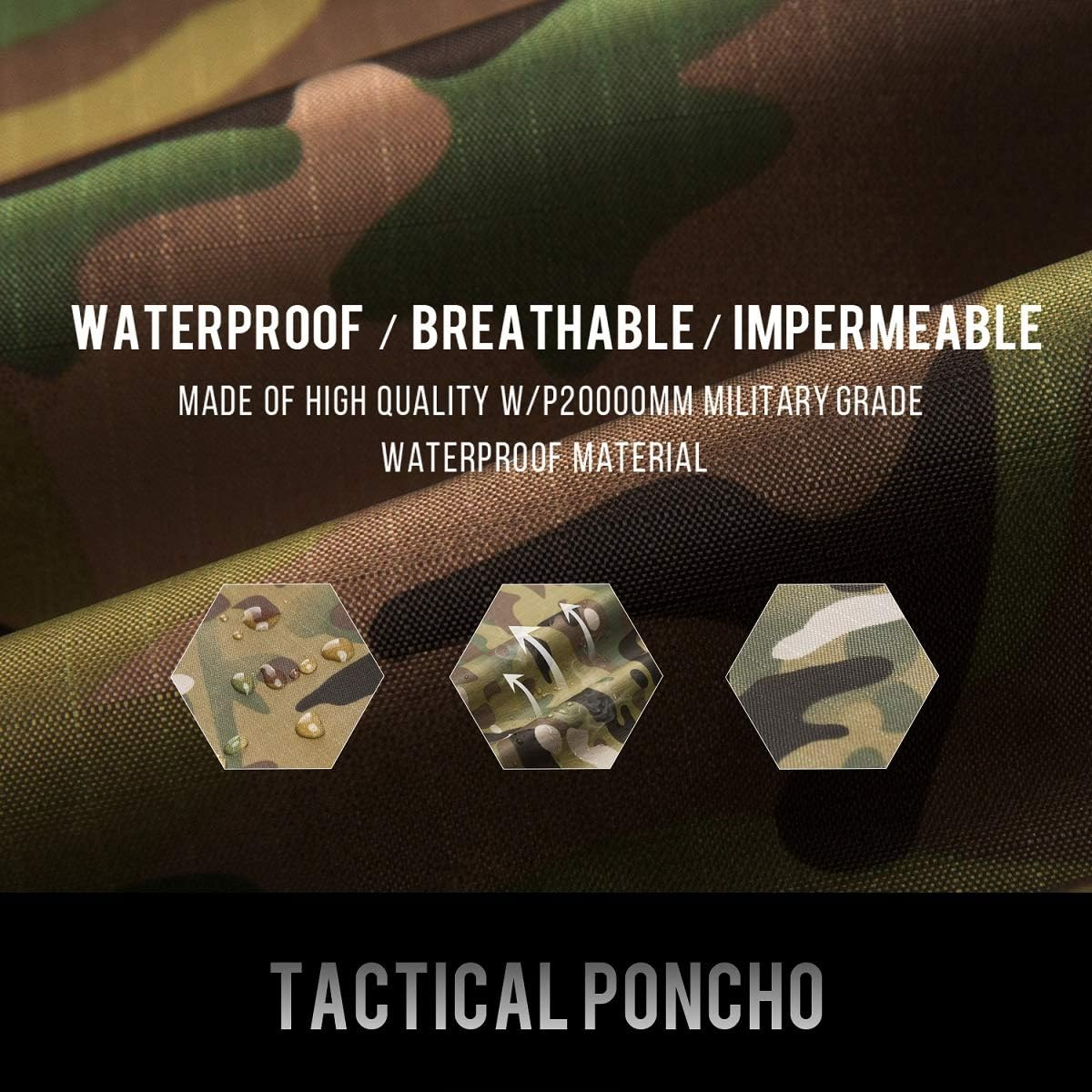 ACT FIRE Military Army Tactical Poncho W/P20000Mm Military Grade Waterproof Material image number 2
