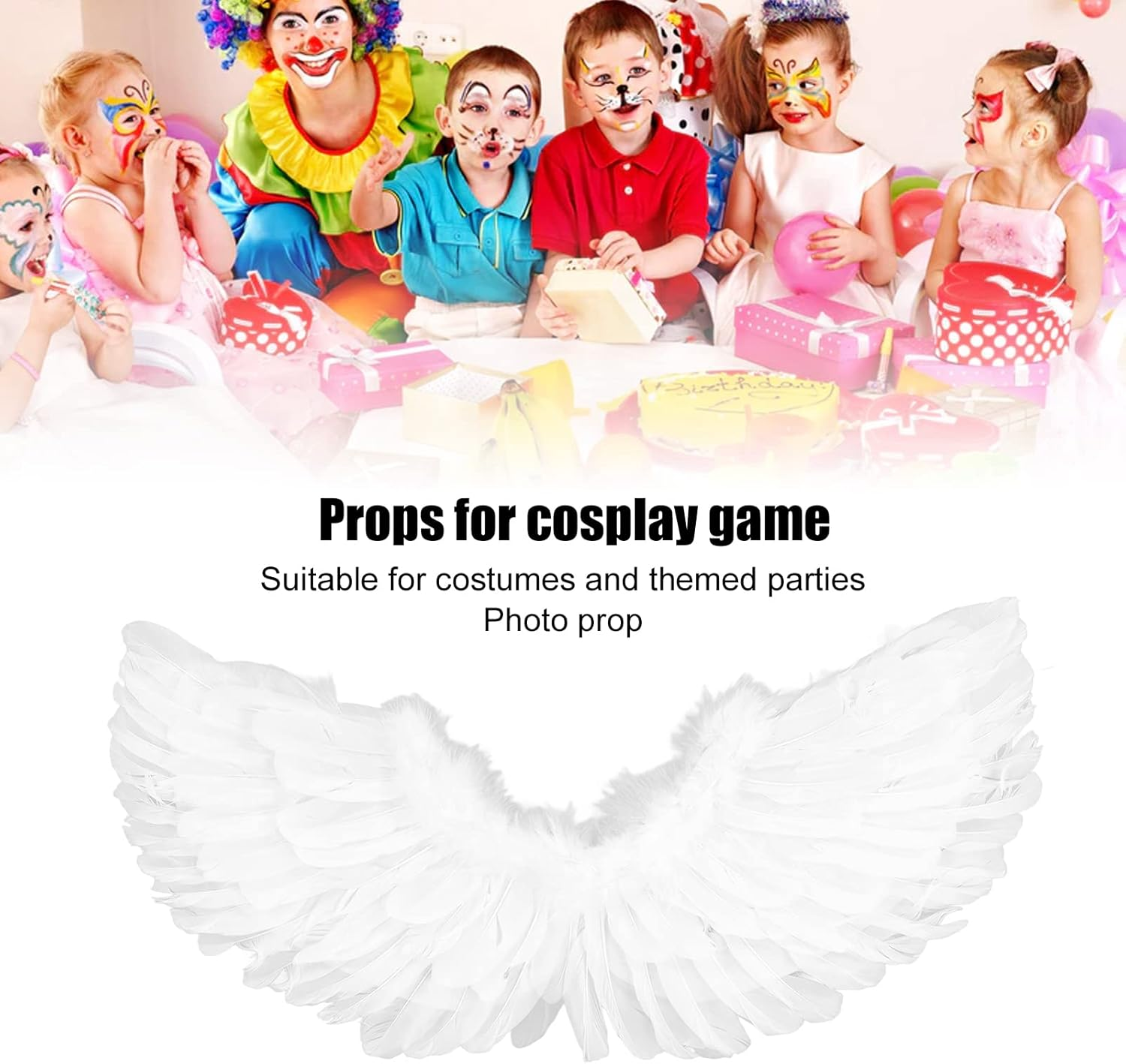Angel and Halo for Kids, Angel Costume Adult Feather Wingsare for Halloween, Christmas Eve and Christmas(1#) image number 2