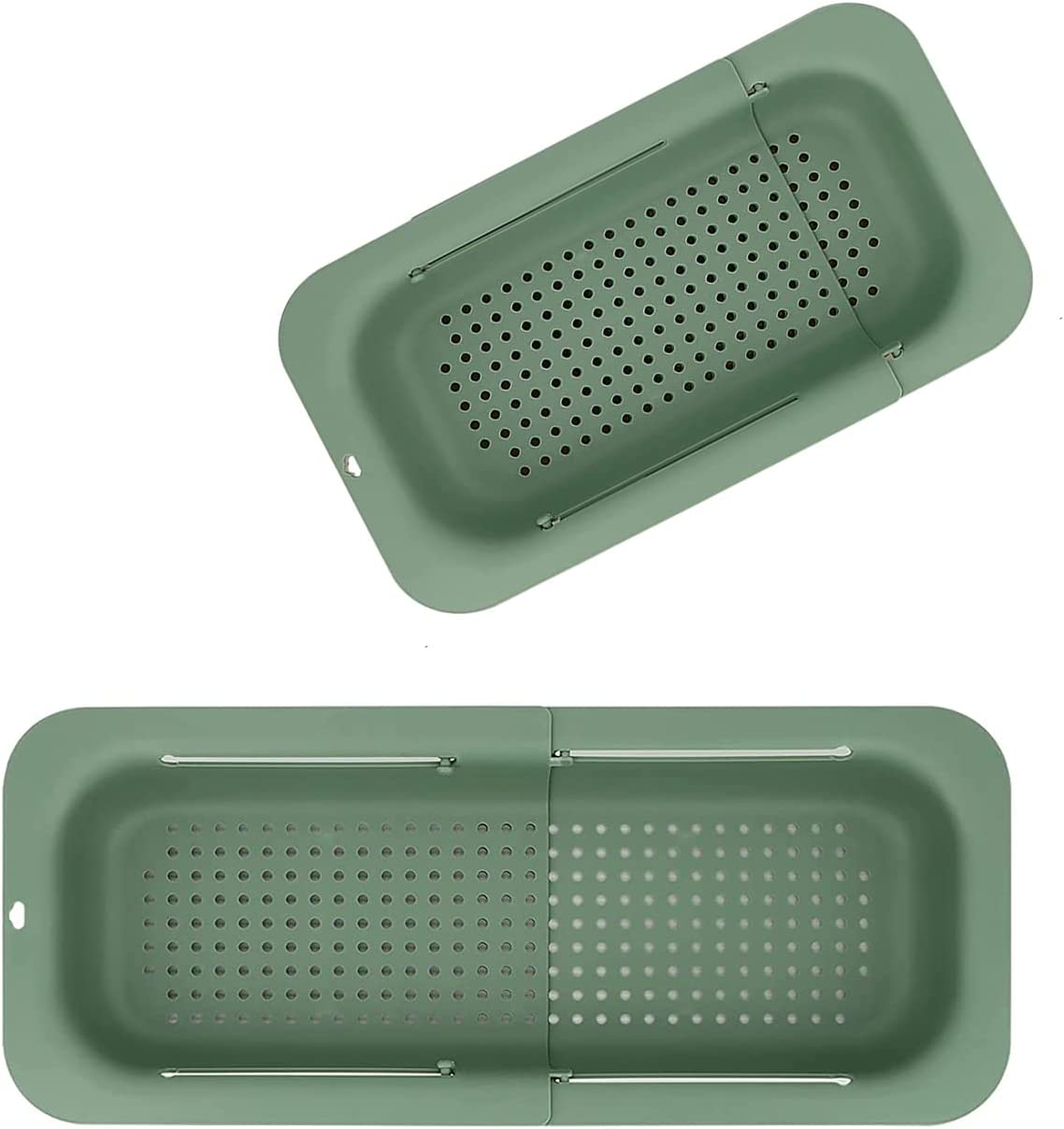 Over the Sink Colander Strainer Basket, QNLEMON Retractable Strainers for Cleaning Fruits and Vegetables, Draining Pasta, Home Kitchen Essentials (Pink)