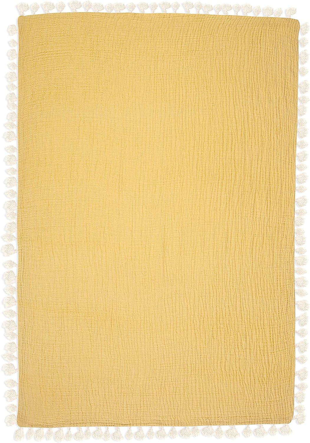 Crane Baby Muslin Swaddle Blanket, Soft Cotton Lightweight Nursery and Stroller Blanket for Baby Boys & Girls, Ochre Yellow, 30" X 40" image number 5