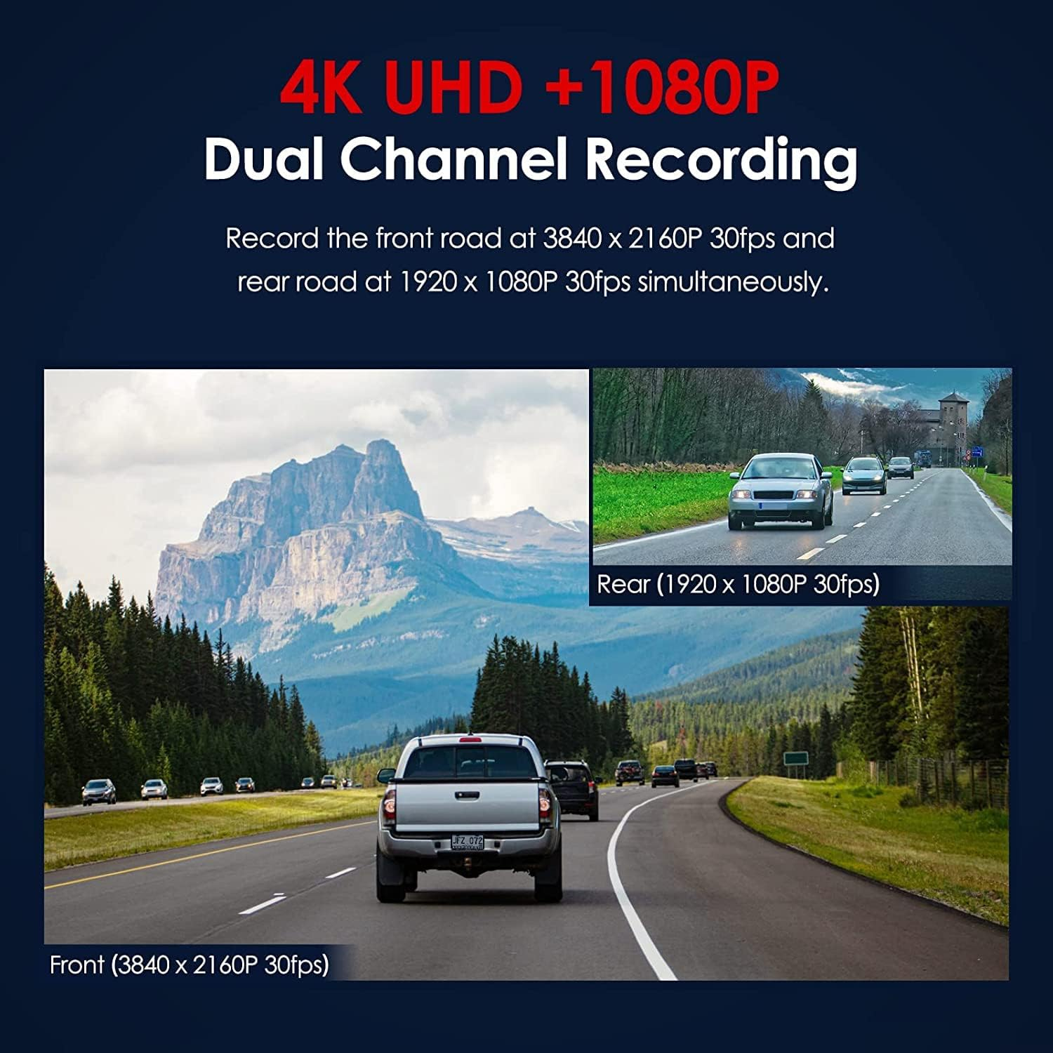 VIOFO A129 Pro Duo 4K Dual Dash Cam 3840 X 2160P Ultra HD 4K Front and 1080P Rear Car Wifi Dash Camera 8MP Sensor GPS, Buffered Parking Mode, G-Sensor, Motion Detection, WDR, Loop Recording image number 3