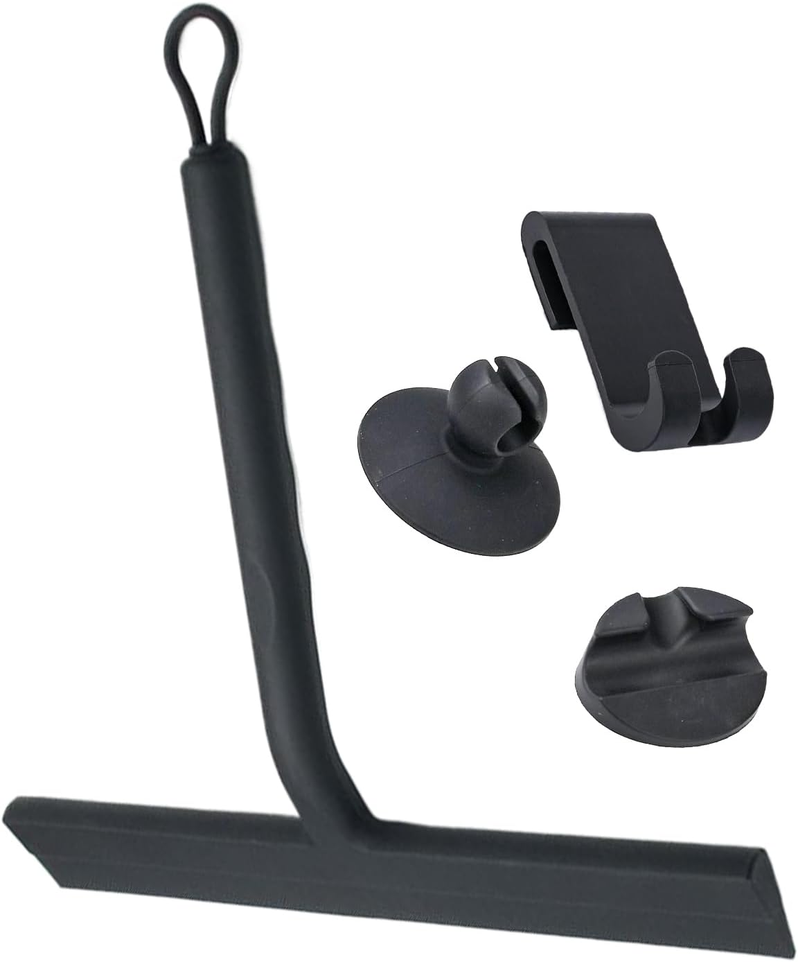 Squeegee for Shower, Shower Wiper Bathroom Squeegee Scraper, Silicone Cleaning Supplies Scrubber with 3 Hooks, Wiper Scraper for Tile Wall Mirror Car Windshield Window