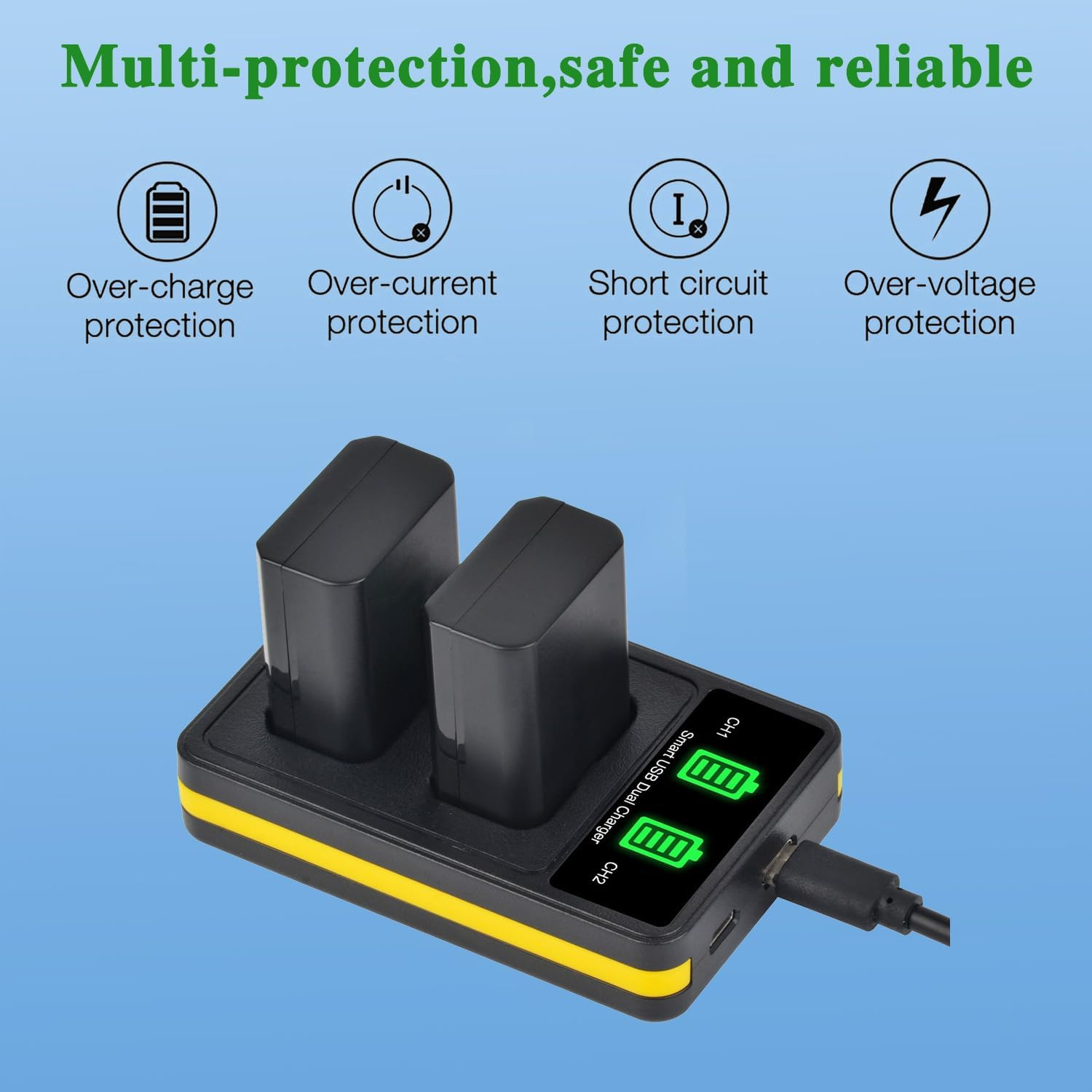 Tectra 2-Pack NP-FW50 Battery and LED Dual Charger for Sony ZV-E10, Alpha A6000, A6300, A6400, A6500, A5000, A5100, A7, A7II, A7RII, A7SII, A7S, A7S2, A7R, A7R2, A55, RX10 II III Camera image number 3