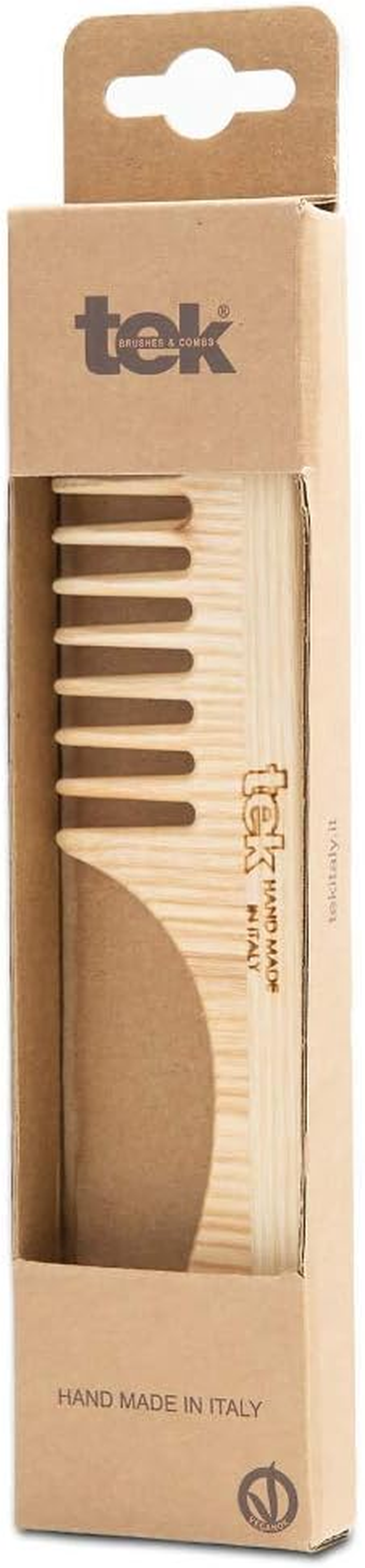 Wide Tooth Ash Wood Comb with Handle - Tek image number 4