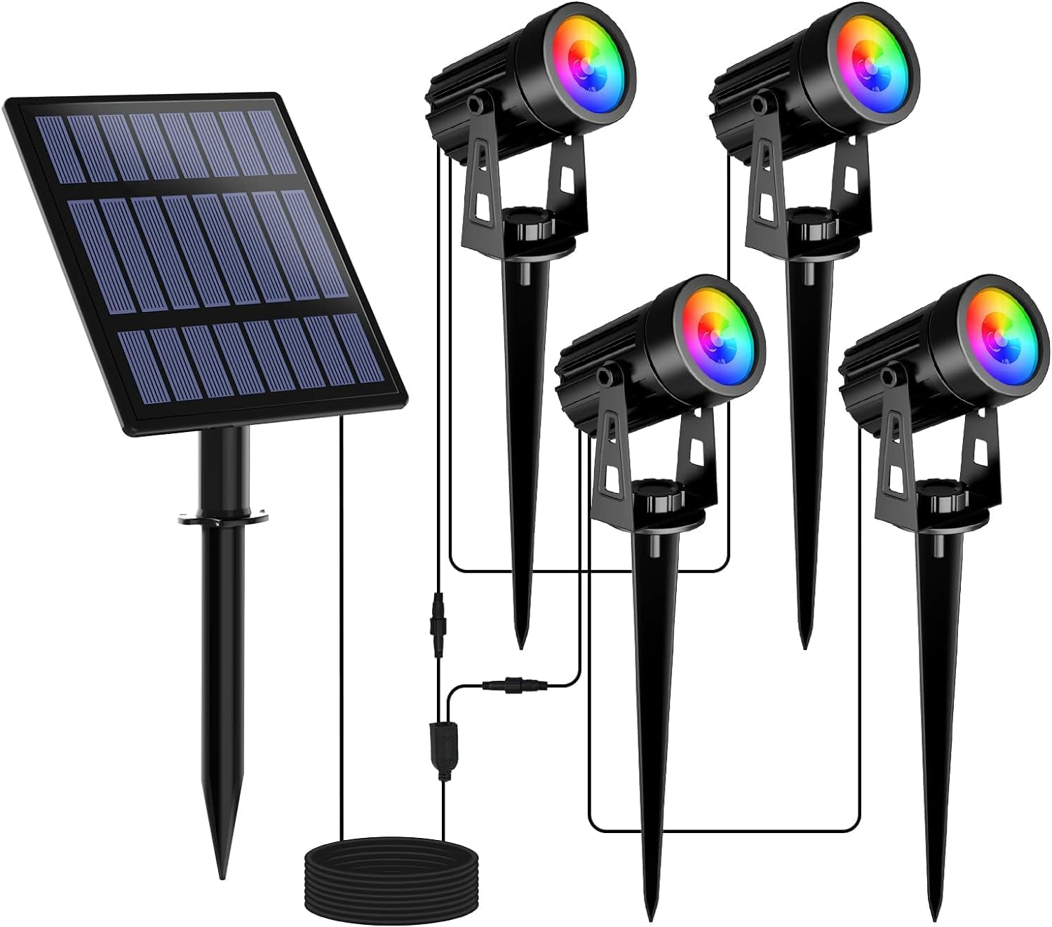 T-Sun Solar Spotlights Outdoor Garden, 4 in 1 RGB Colour Changingsolar Spot Lights,Outdoor Garden Lights with IP65 Waterproof, Landscape Lights for Garden Yard Path Driveway Porch Walkway image number 2