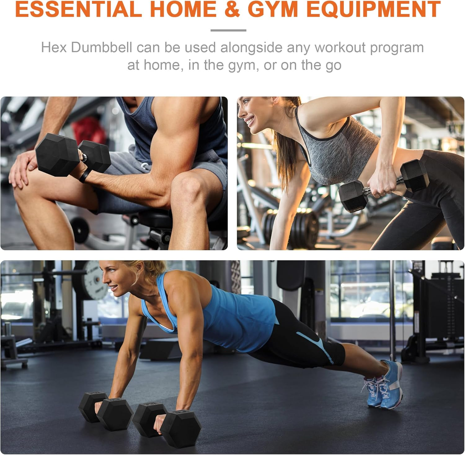 Balancefrom Rubber Encased Hex Dumbbell in Pairs, Singles or Set image number 1