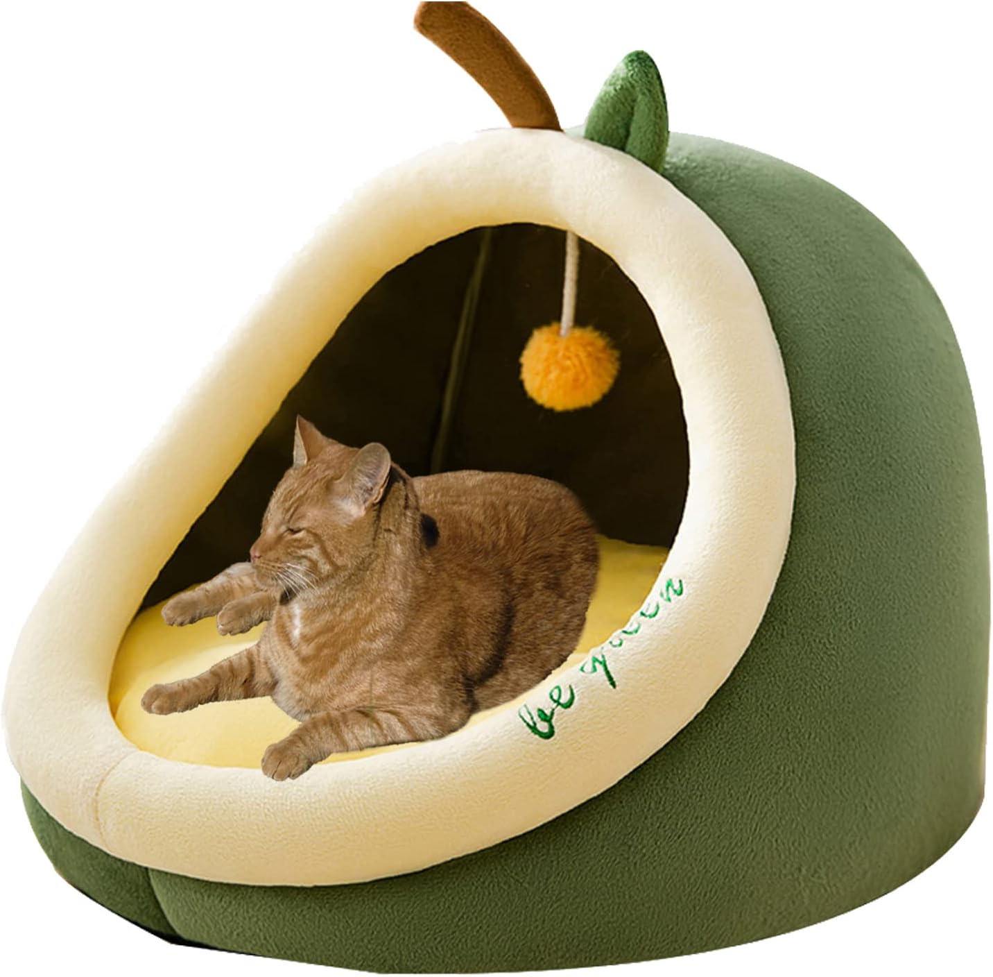 Cat Bed, Self-Warming Cat Tent Cave for Kittens and Small Dogs Semi-Closed Cat House Hut with Washable Cushion for Outdoor and Indoor (Yellow Penguin, Small) image number 3